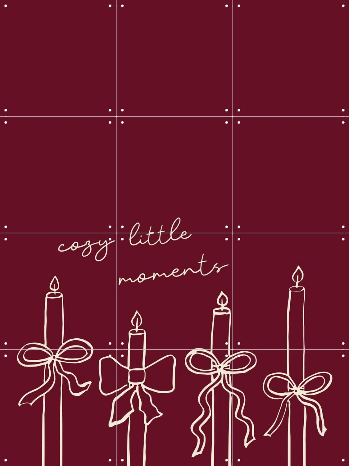 IXXI Cozy Little Moments, Palmartprints - 60 x 80 cm - Grote wanddecoratie en posters - Minimalisme, Gang, Woonkamer, Kerst Rood