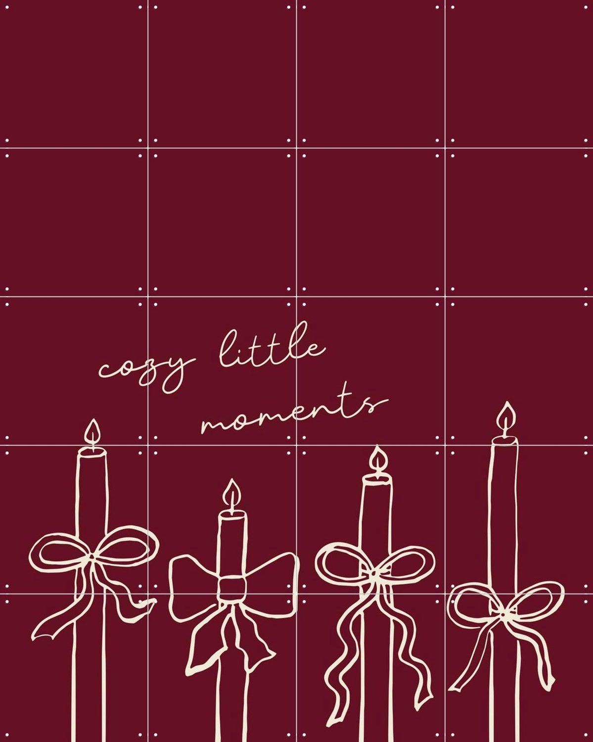 IXXI Cozy Little Moments, Palmartprints - 80 x 100 cm - Grote wanddecoratie en posters - Minimalisme, Gang, Woonkamer, Kerst Rood