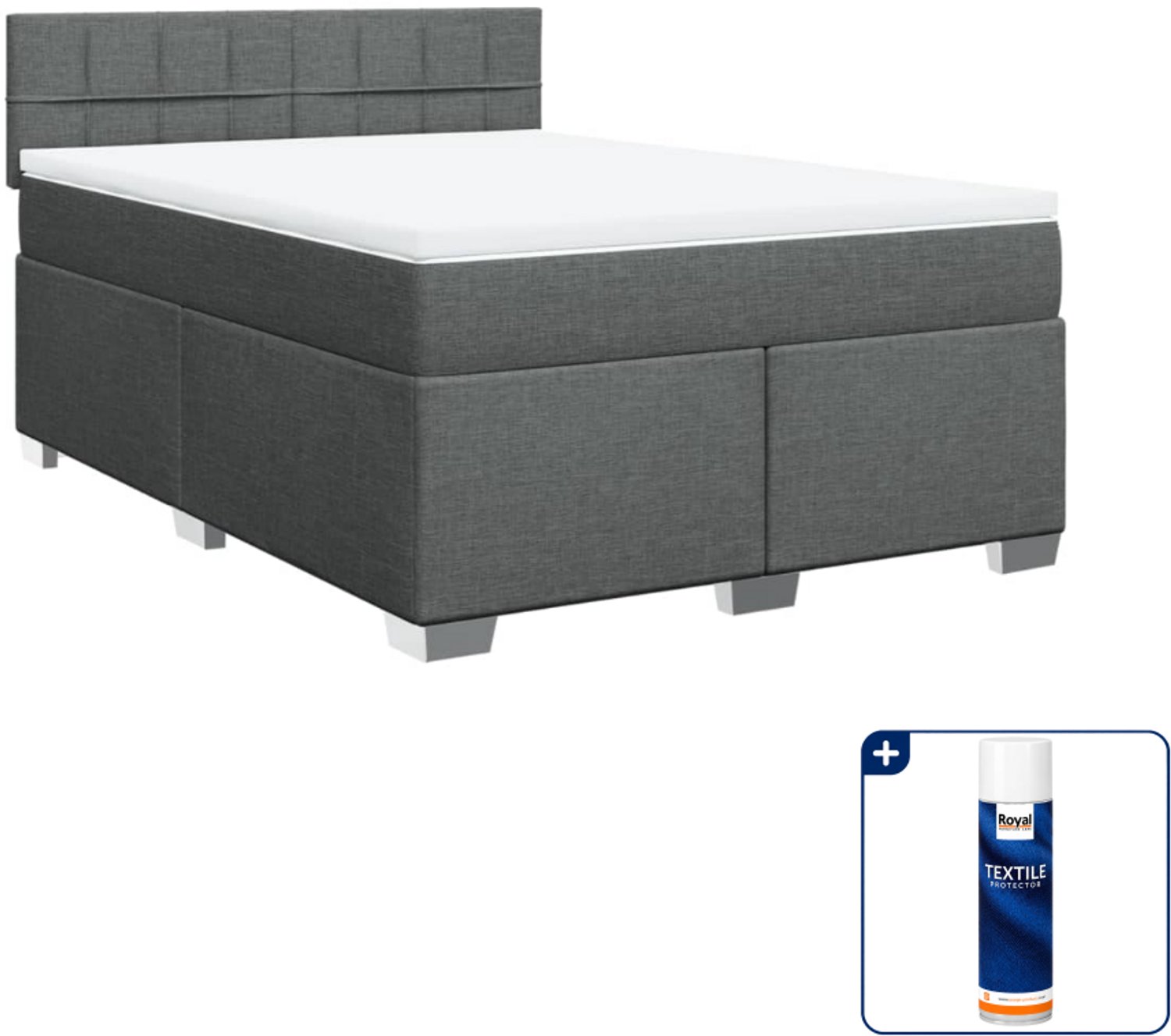 vidaXL boxspring - Queensize - 160 x 200 cm - donkergrijs - Inclusief textielbeschermer 500 ml