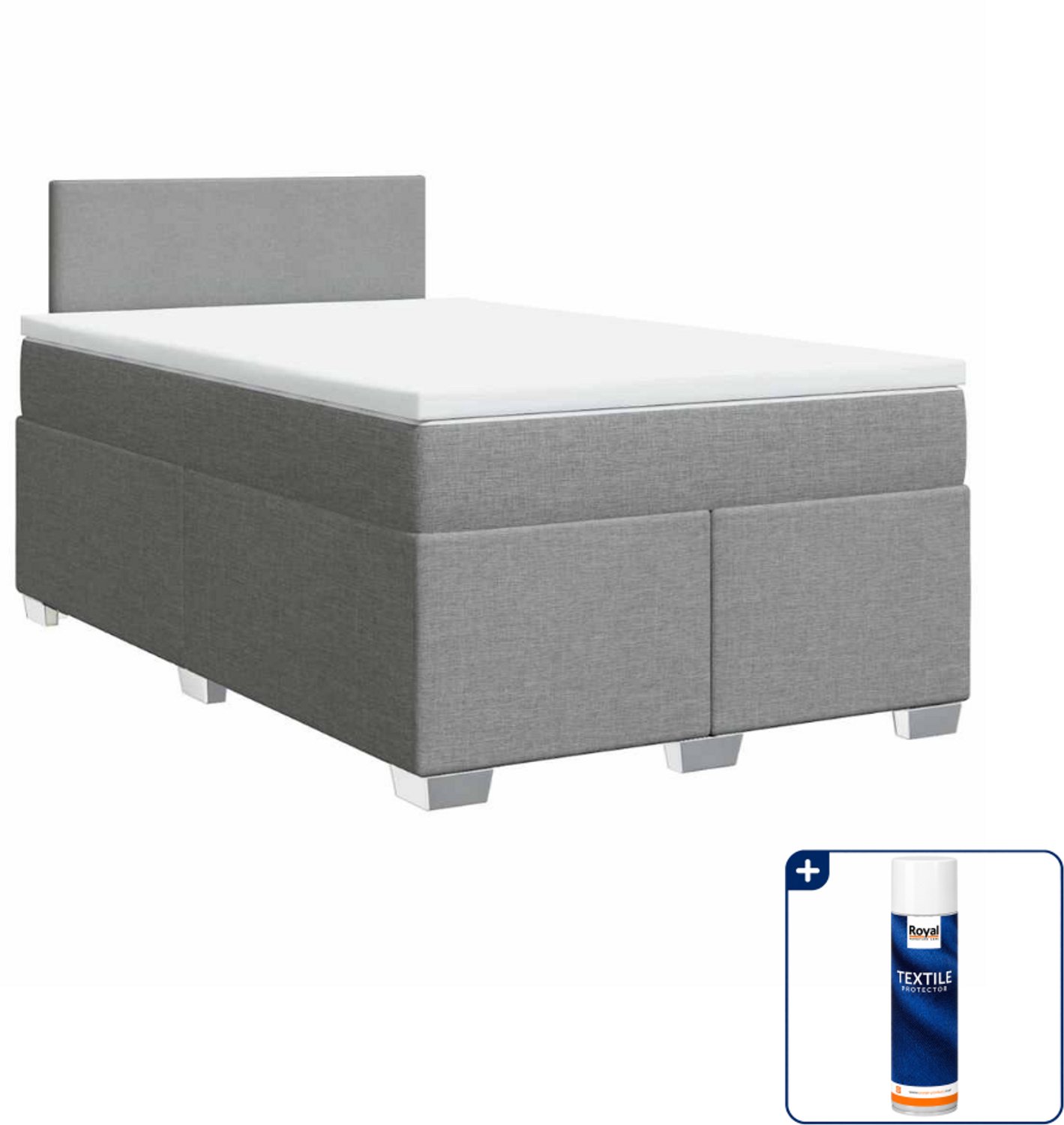 vidaXL boxspring met matras - 120 x 190 cm - stof - lichtgrijs - Inclusief textielbeschermer 500 ml
