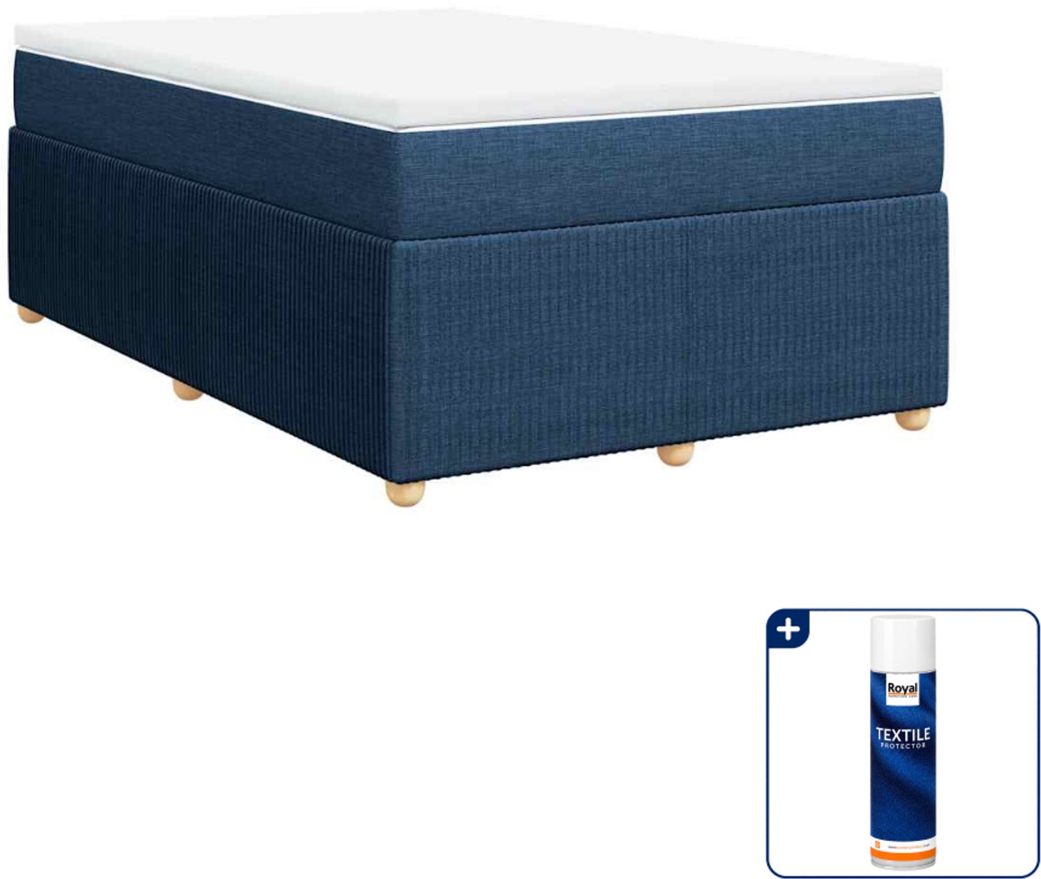 vidaXL boxspring met matras - 120 x 200 cm - stof - blauw - Inclusief textielbeschermer 500 ml