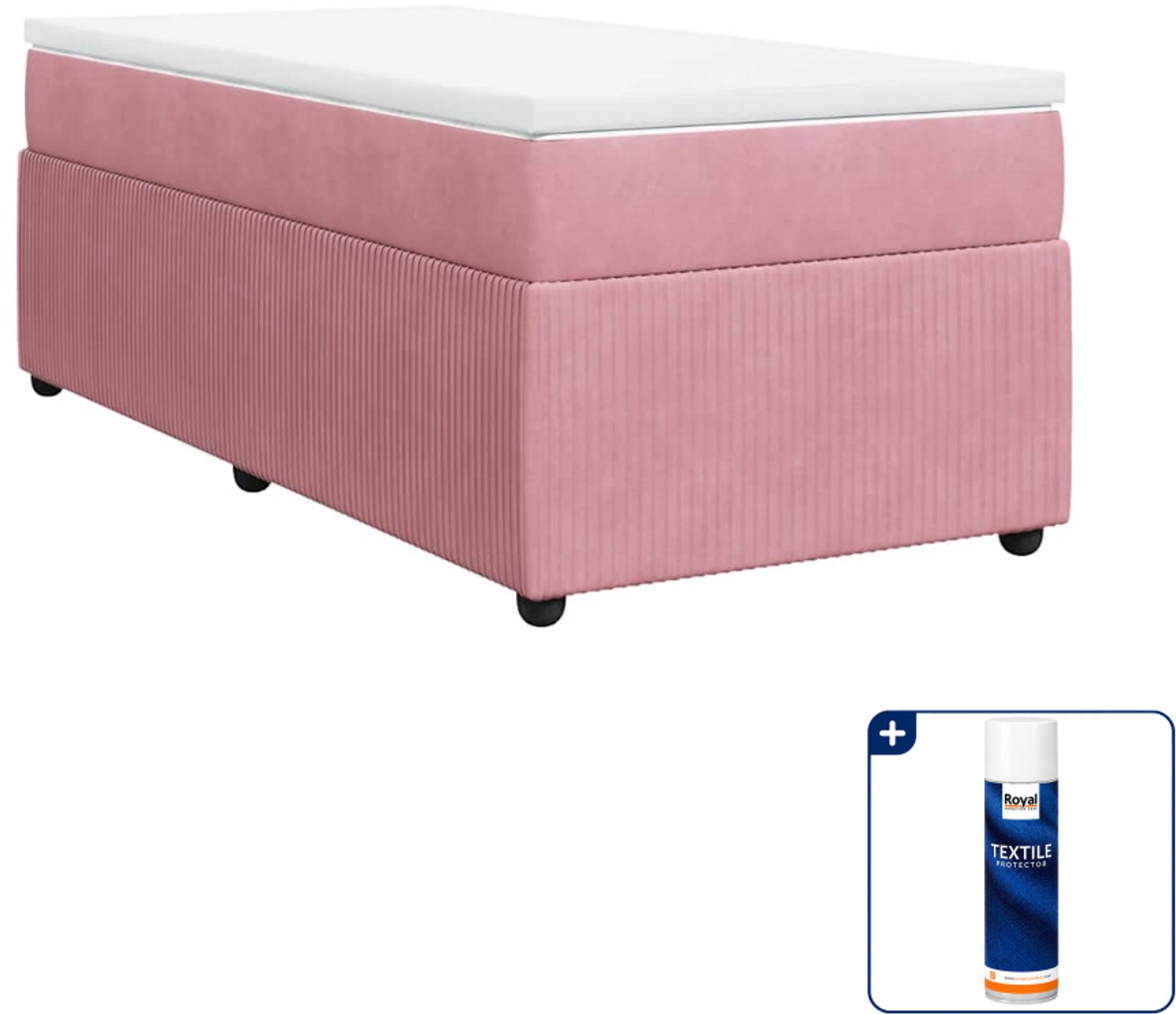 vidaXL boxspring met matras - 100 x 200 cm - fluweel - roze - Inclusief textielbeschermer 500 ml