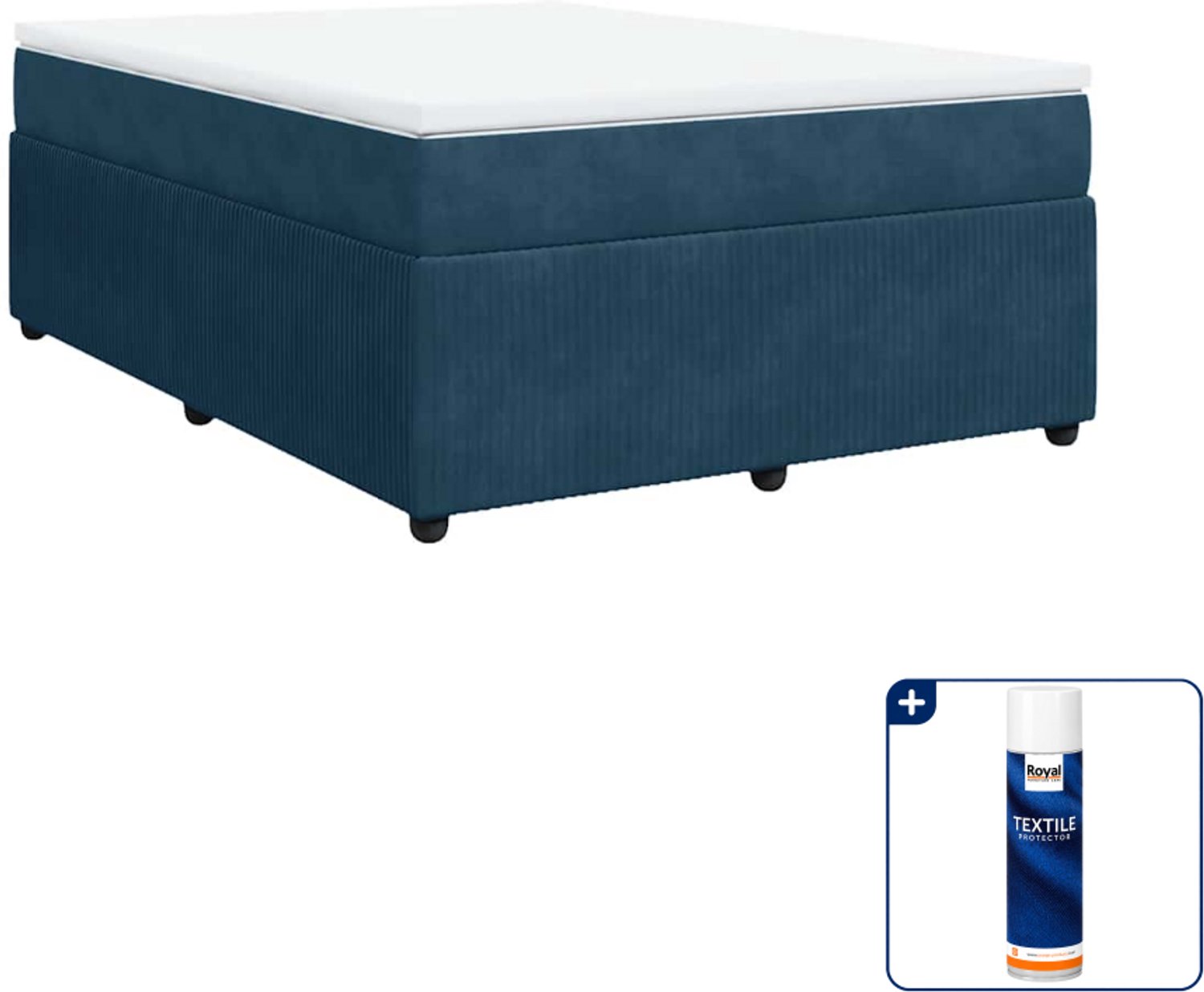 vidaXL Boxspring Queensize - 160 x 200 cm - fluweel - donkerblauw - Inclusief textielbeschermer 500 ml