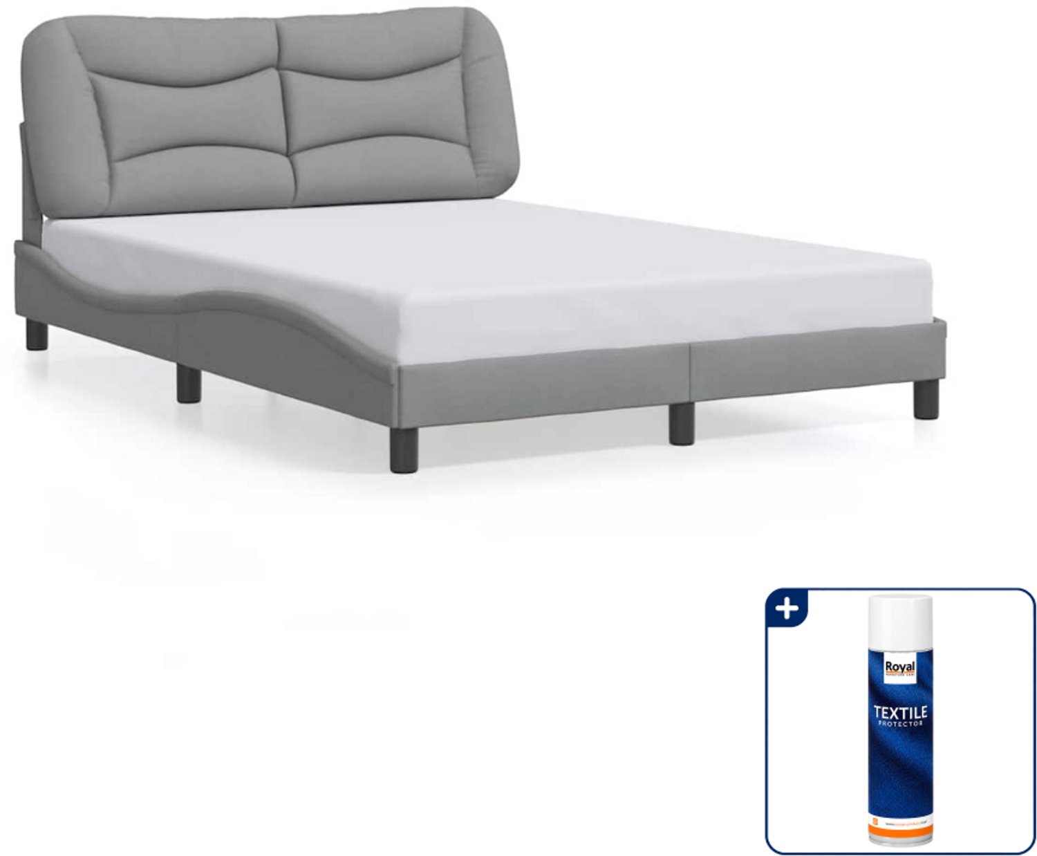 vidaXL Hvar bedframe - 120 x 200 cm - lichtgrijs - Inclusief textielbeschermer 500 ml