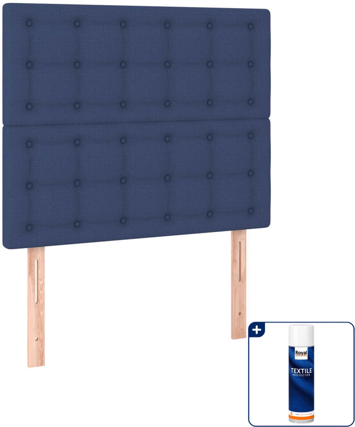 vidaXL boxspring met matras en bankje - 120 x 190 cm - blauw - Inclusief textielbeschermer 500 ml