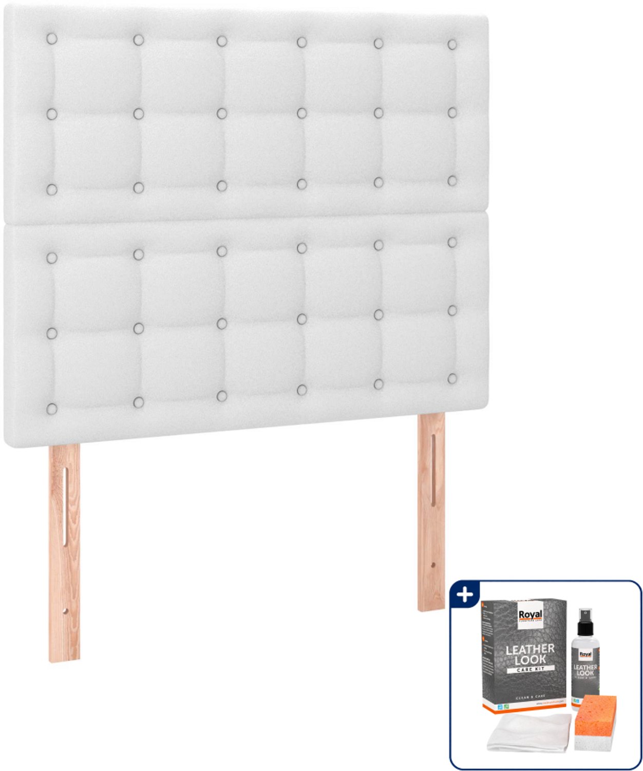 vidaXL boxspring met matras - 120 x 190 cm - kunstleer - wit - Inclusief onderhoudsset voor kunstleer 150 ml