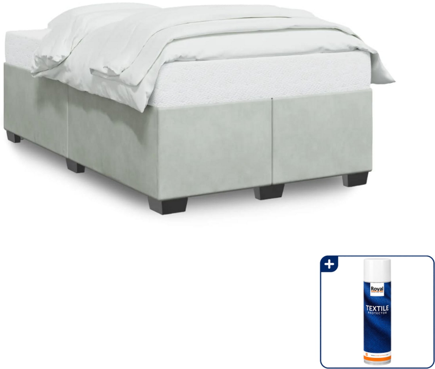 vidaXL bedframe - 120 x 200 cm - fluweel - lichtgrijs - Inclusief textielbeschermer 500 ml Bruin