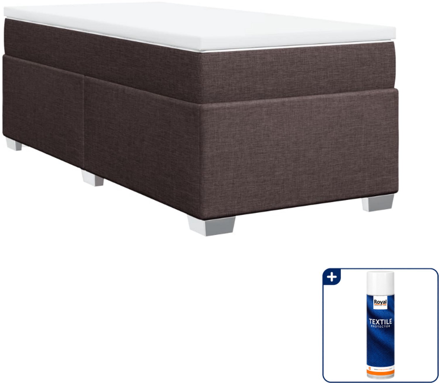 vidaXL boxspring met matras 80 x 200 cm - donkerbruin - Inclusief textielbeschermer 500 ml