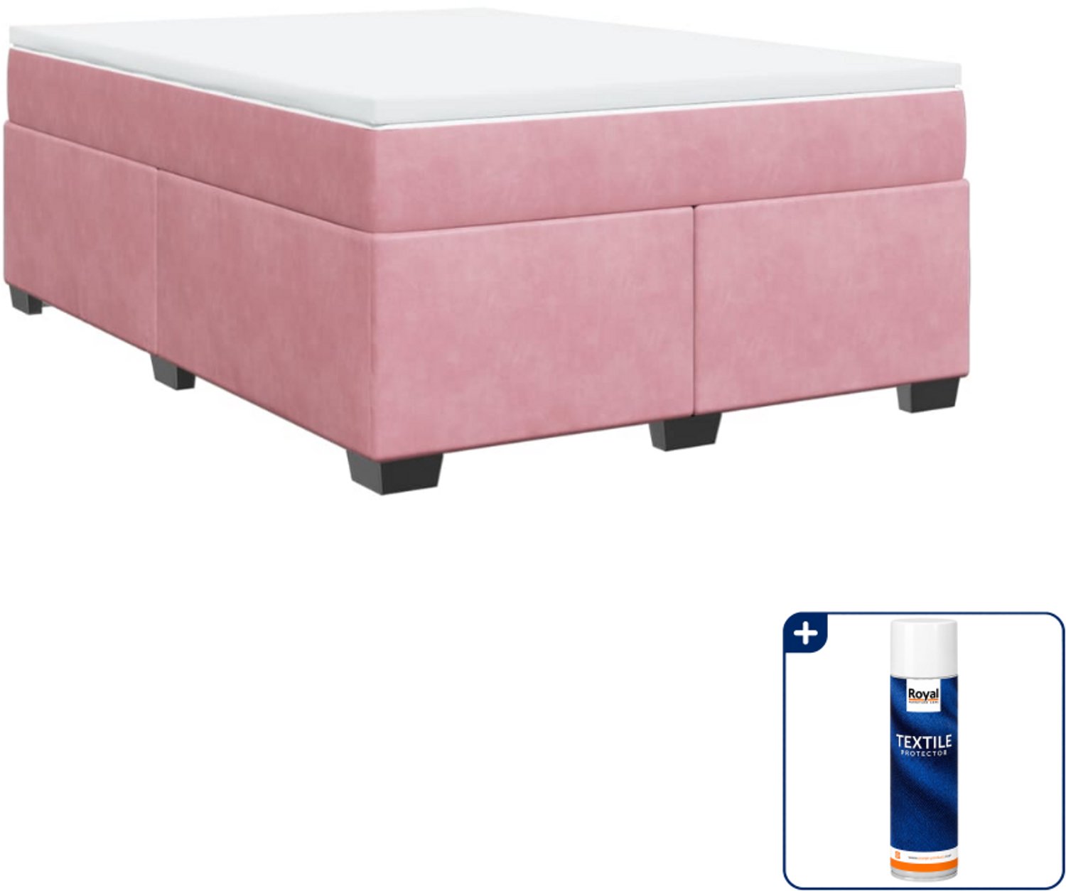 vidaXL Boxspring Small double - 140 x 200 cm - fluweel - roze - Inclusief textielbeschermer 500 ml