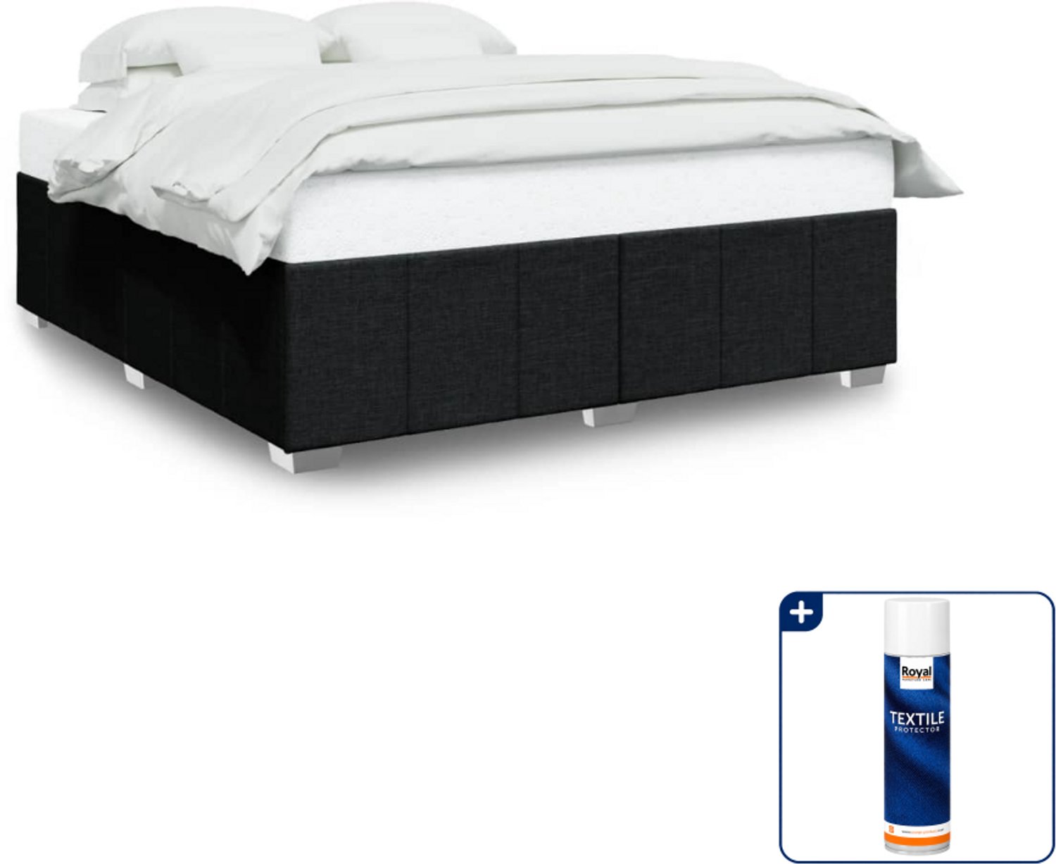 vidaXL Kingsize bedframe - 180 x 200 cm - zwart - Inclusief textielbeschermer 500 ml