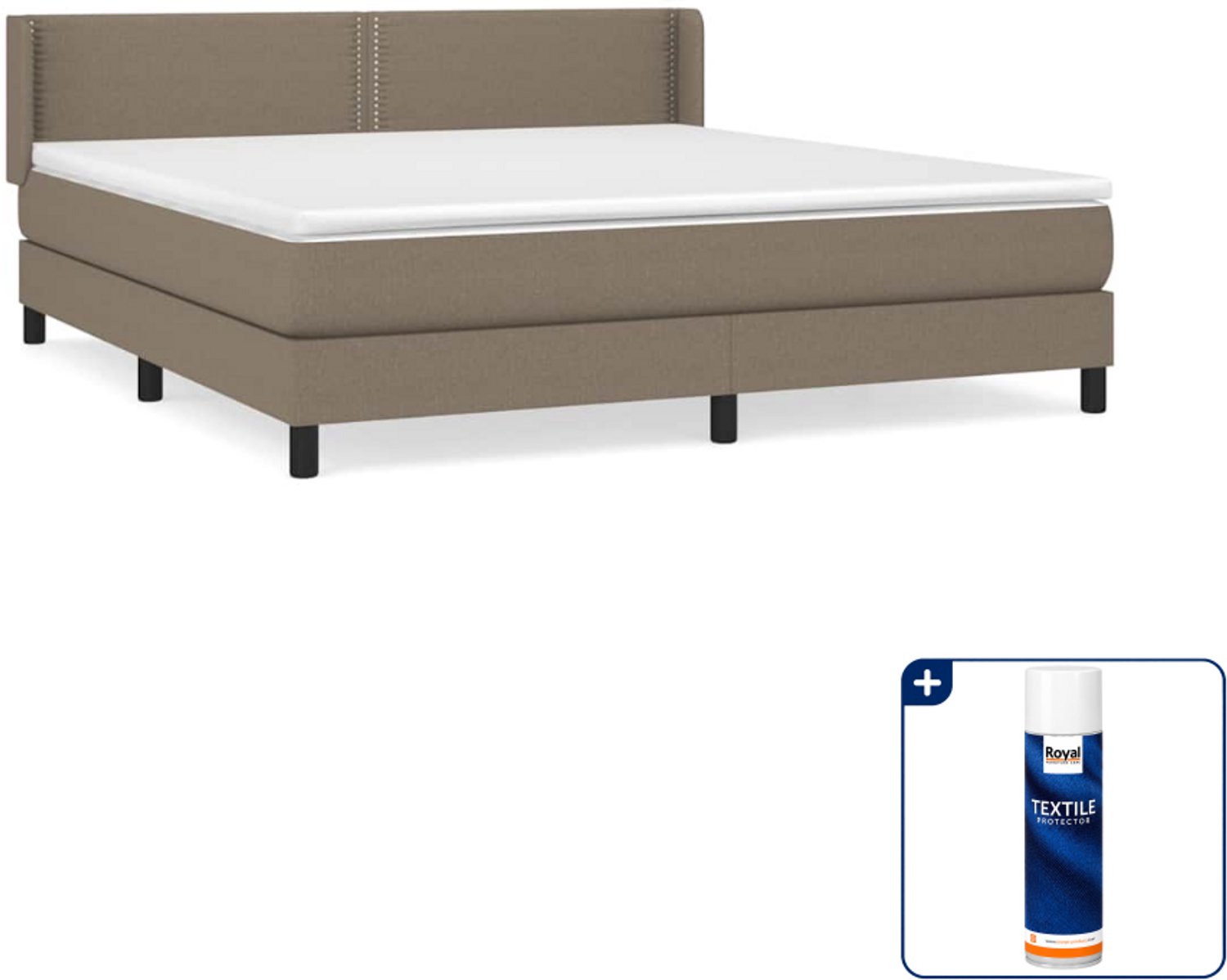 vidaXL Kingsize boxspring met matras - 180 x 200 cm - taupe - Inclusief textielbeschermer 500 ml