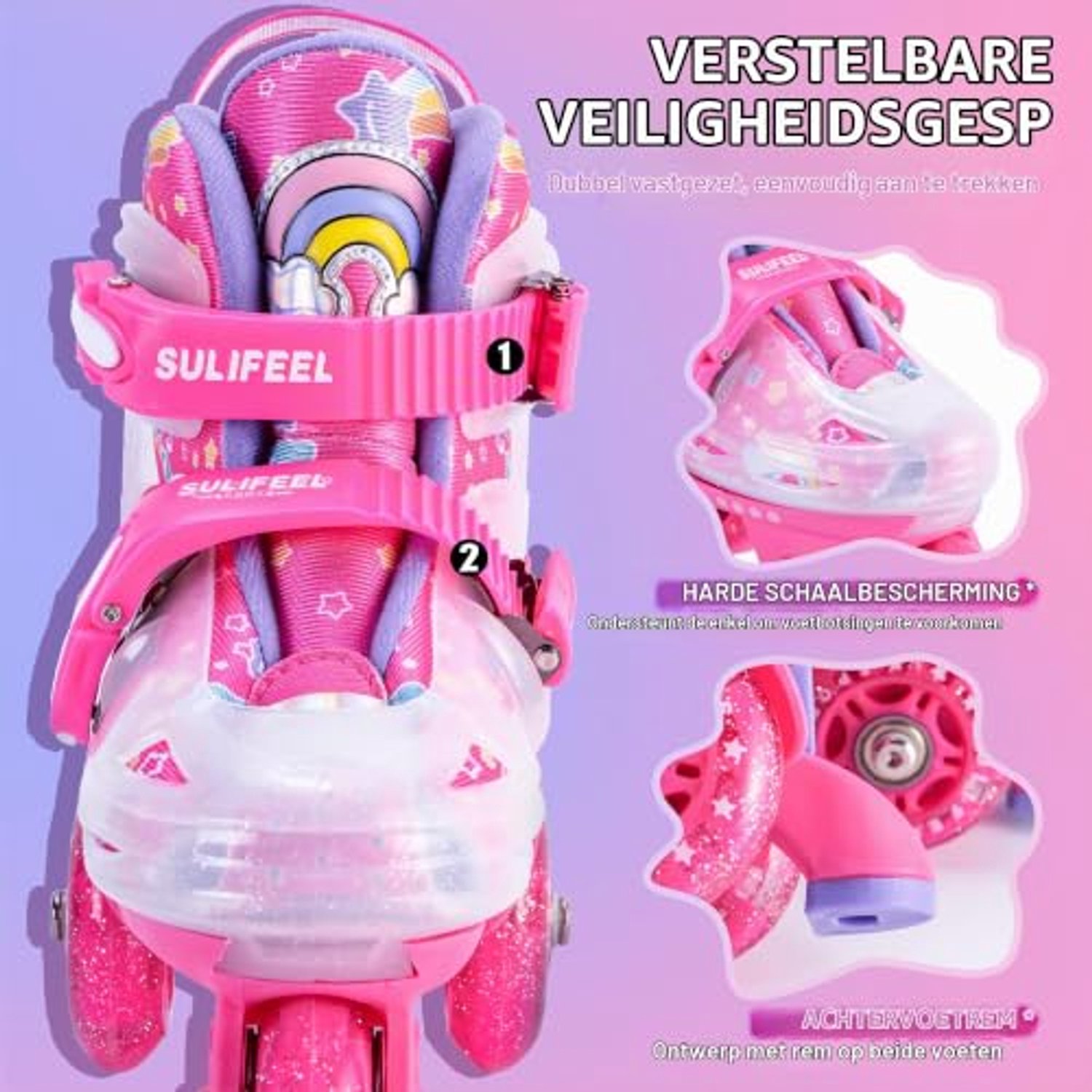 Verstelbare Rolschaatsen voor Kinderen met Verlichte Wielen Roze