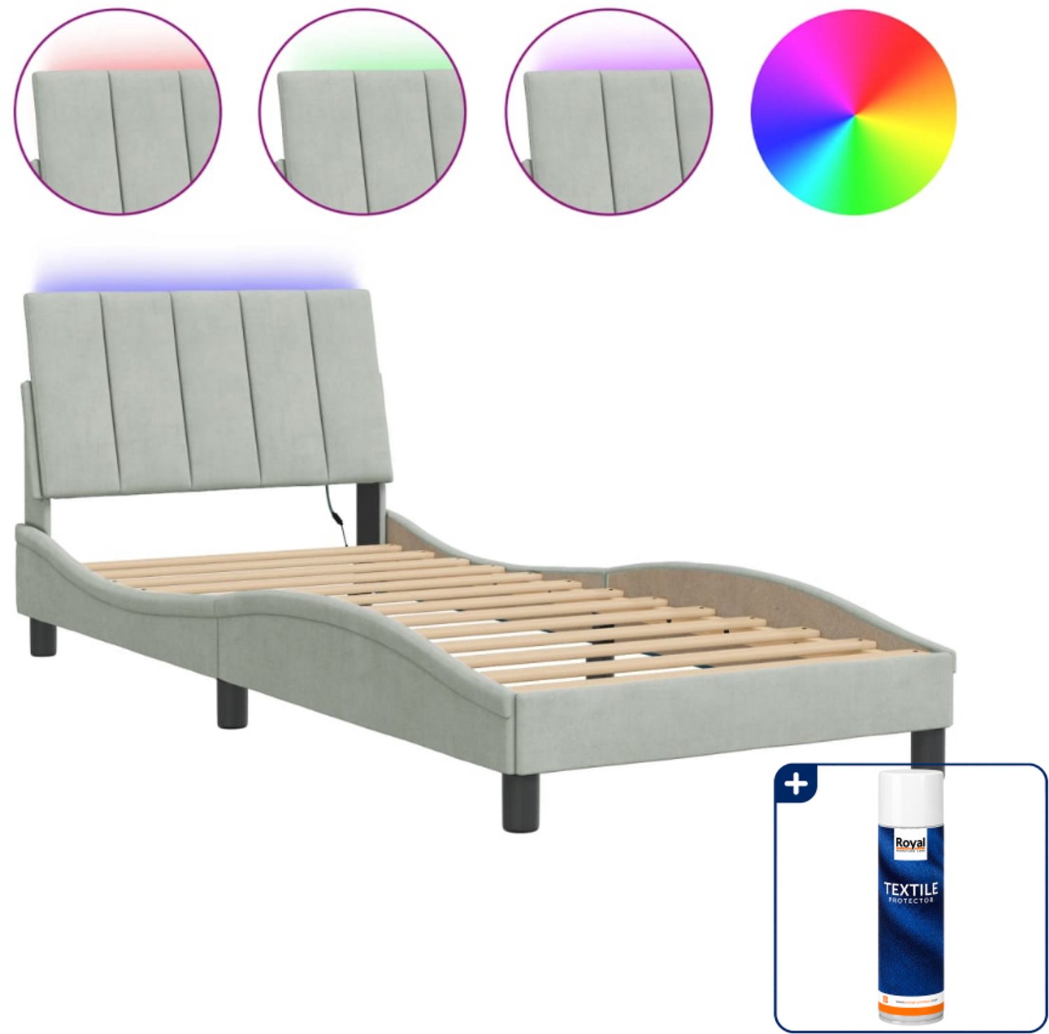vidaXL bedframe Dover - 90 x 190 cm - lichtgrijs - Inclusief textielbeschermer 500 ml