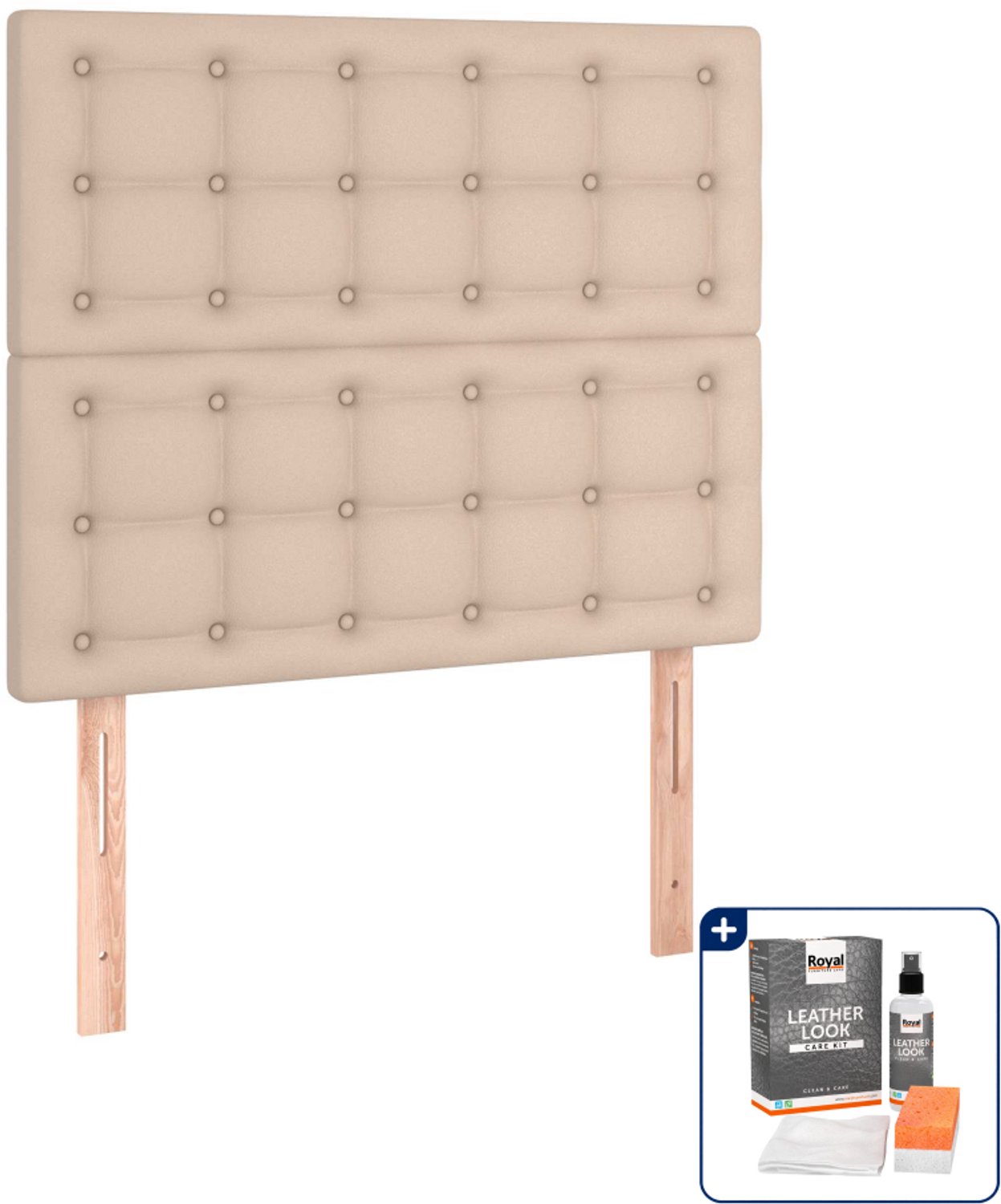 vidaXL Bedframe 120 x 190 cm - kunstleer - cappuccino - Inclusief onderhoudsset voor kunstleer 150 ml