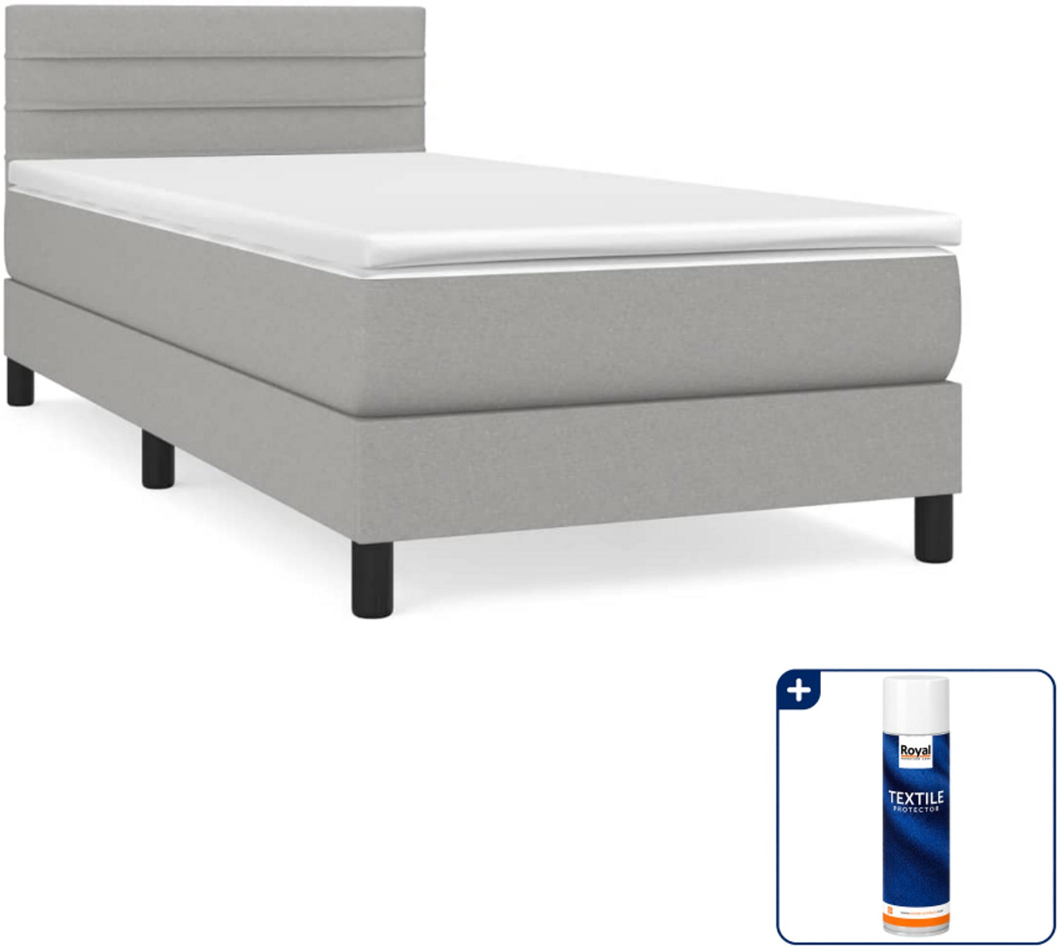 vidaXL boxspring met matras - 80 x 200 cm - lichtgrijs - Inclusief textielbeschermer 500 ml