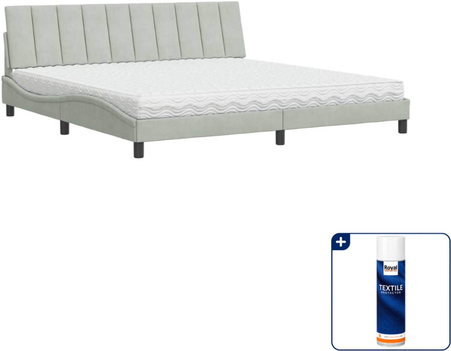 vidaXL Hanko bed met matras - Super kingsize - 200 x 200 cm - lichtgrijs - Inclusief textielbeschermer 500 ml
