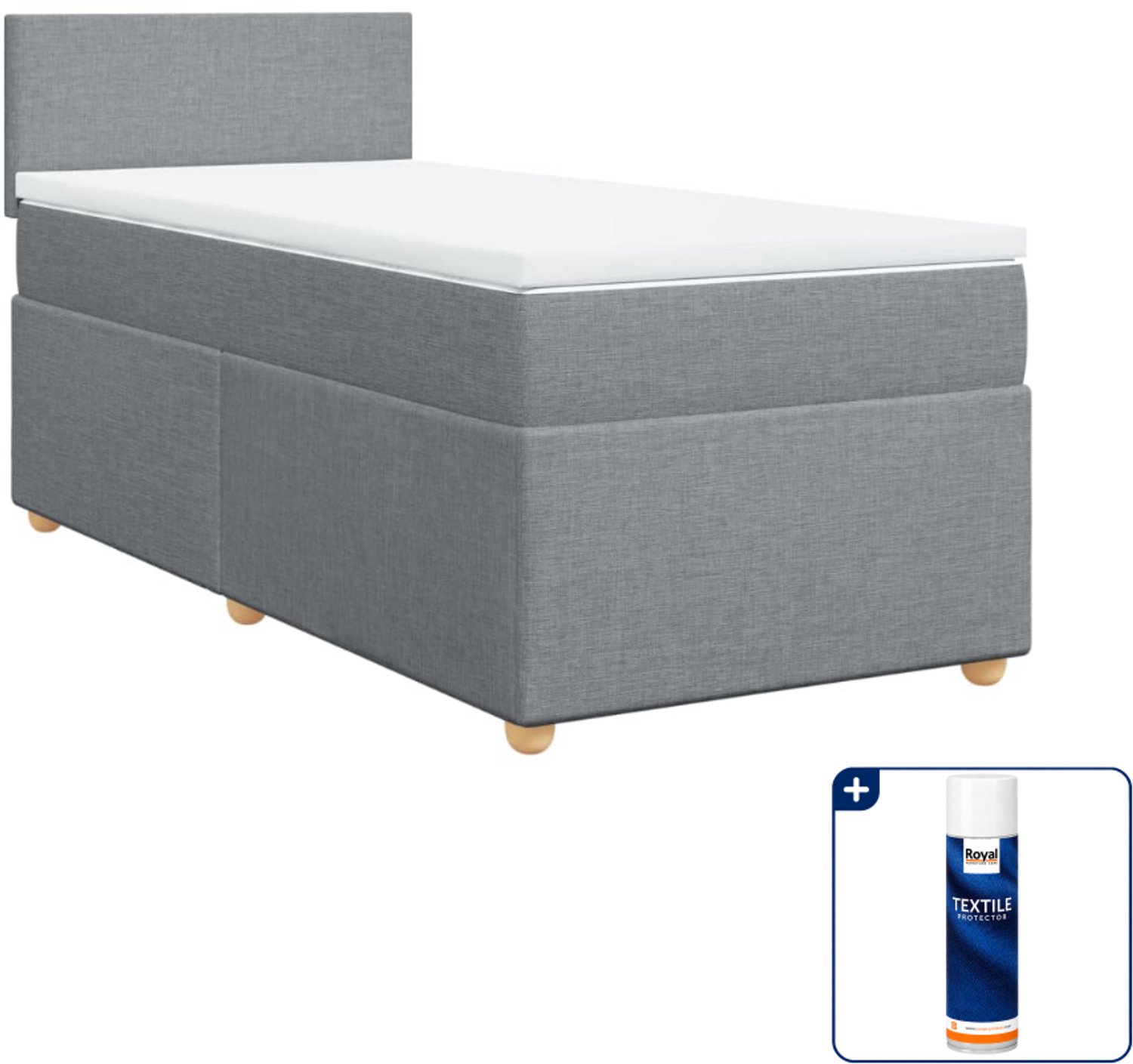 vidaXL boxspring met matras - 90 x 190 cm - lichtgrijs - Inclusief textielbeschermer 500 ml