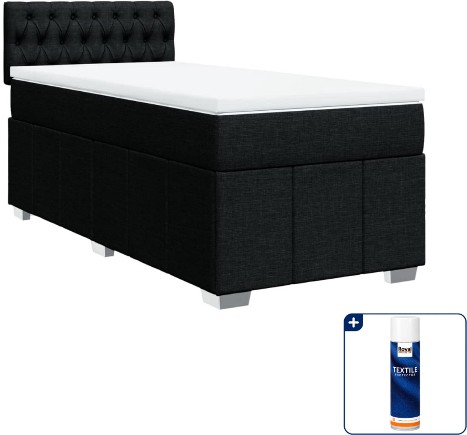 vidaXL boxspring - 80 x 200 cm - stof - zwart - Inclusief textielbeschermer 500 ml