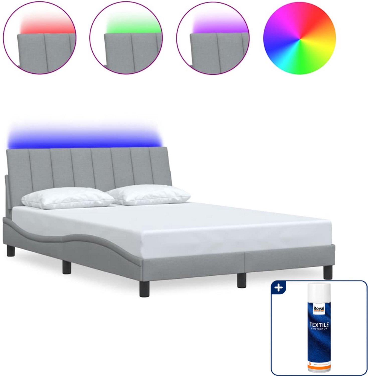 vidaXL bedframe Dover - 120 x 200 cm - lichtgrijs - Inclusief textielbeschermer 500 ml