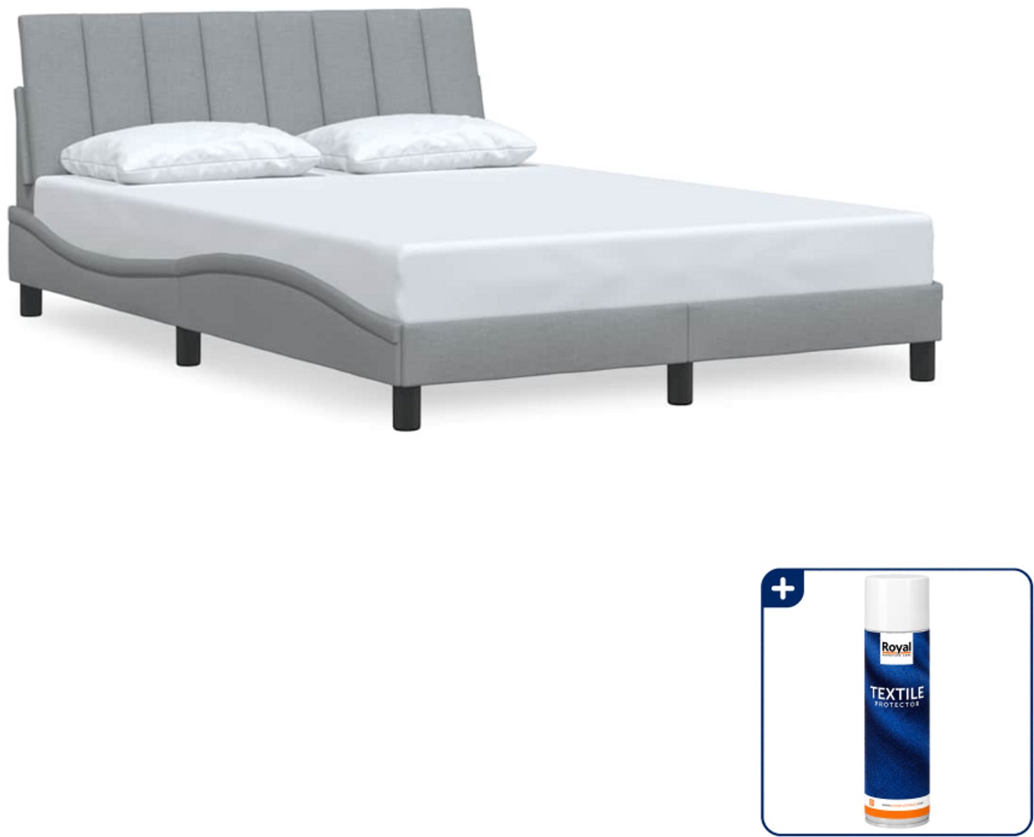 vidaXL bedframe Hanko - 120 x 200 cm - stof - lichtgrijs - Inclusief textielbeschermer 500 ml