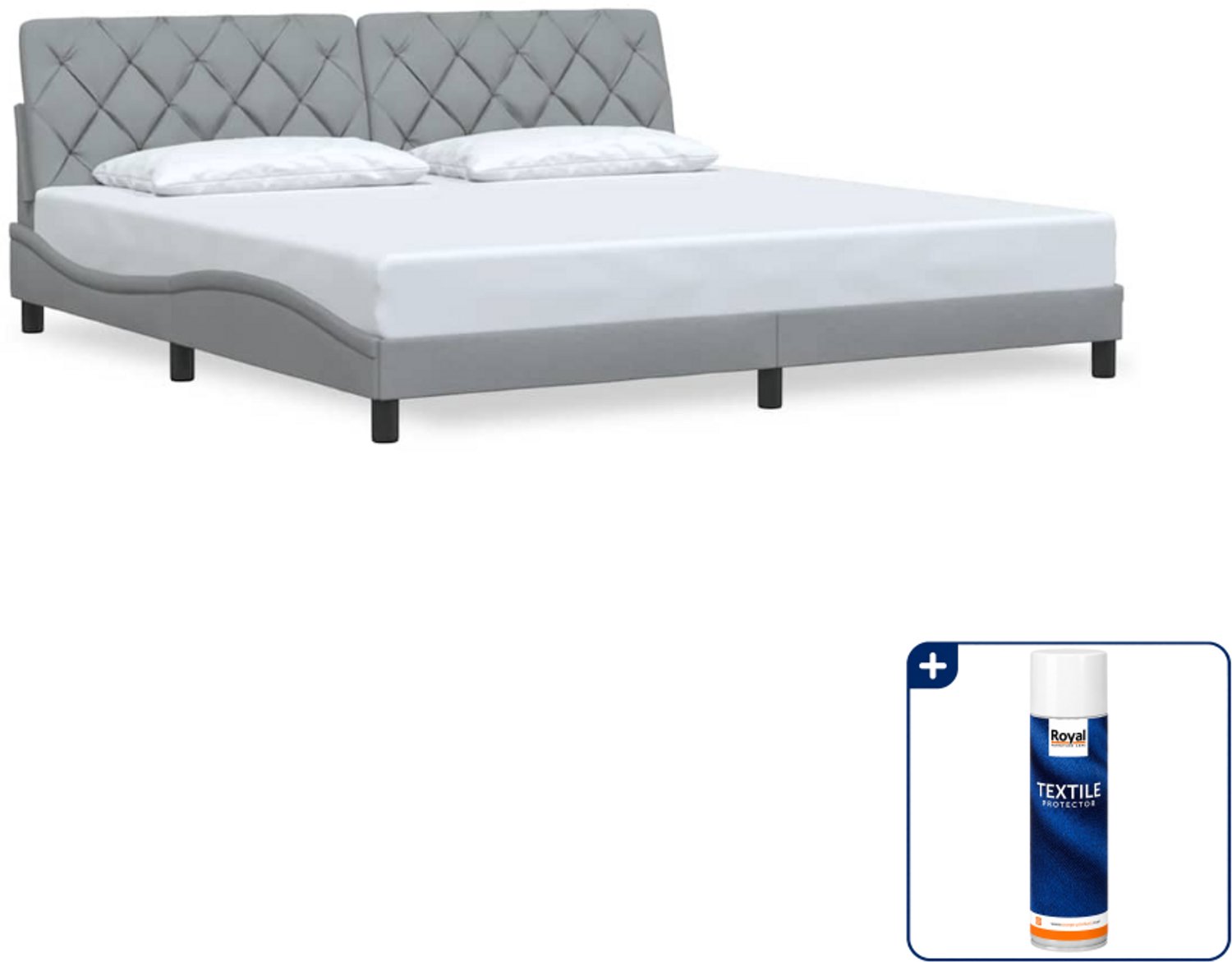 vidaXL Bedframe - 200 x 200 cm - stof - lichtgrijs - Inclusief textielbeschermer 500 ml Wit