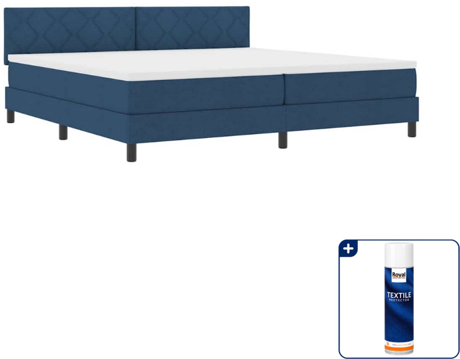 vidaXL boxspring - 200 x 200 cm - blauw - Inclusief textielbeschermer 500 ml