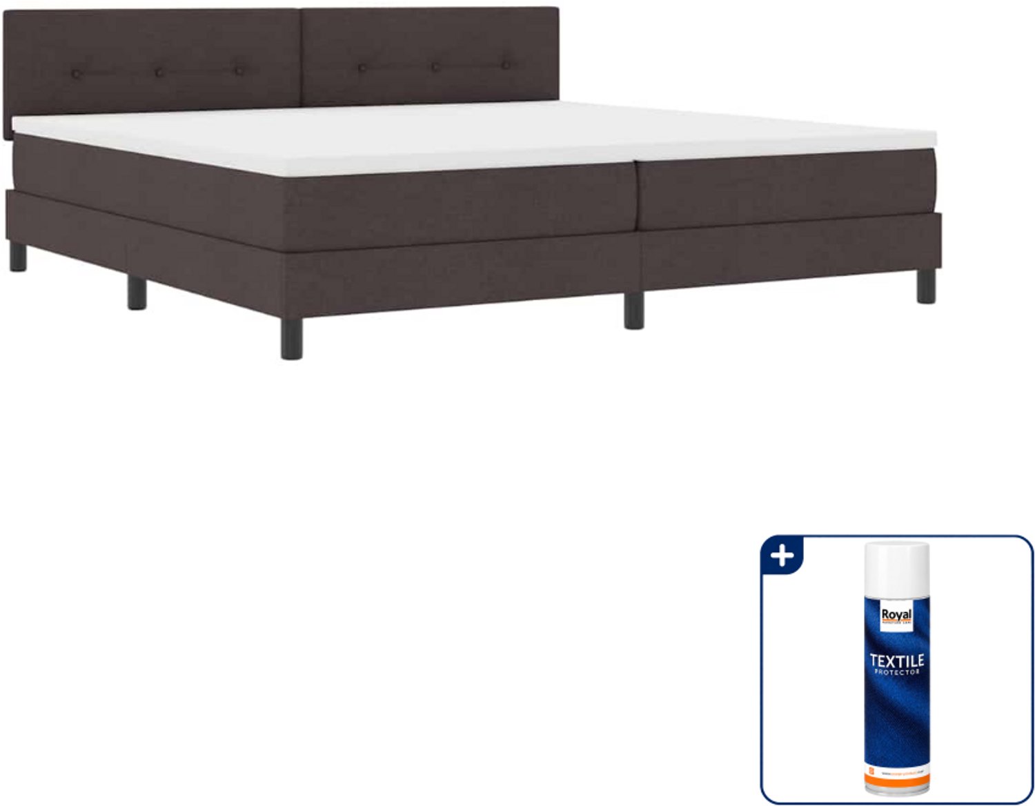 vidaXL Boxspring bed - 200 x 200 cm - donkerbruin - Inclusief textielbeschermer 500 ml
