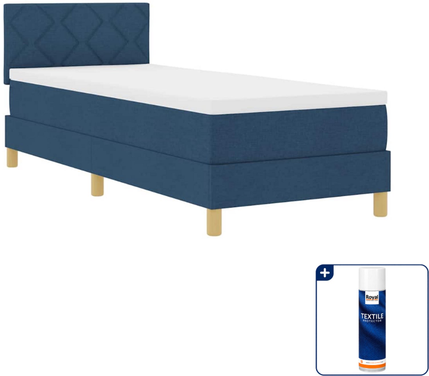 vidaXL boxspring - 80 x 200 cm - blauw - Inclusief textielbeschermer 500 ml