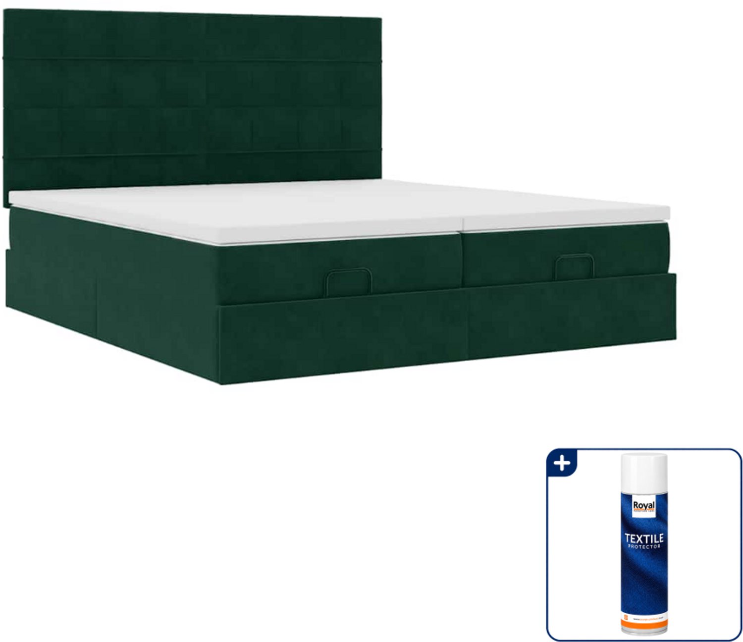 vidaXL Kingsize ottomaans bed - 180 x 200 cm - donkergroen - Inclusief textielbeschermer 500 ml