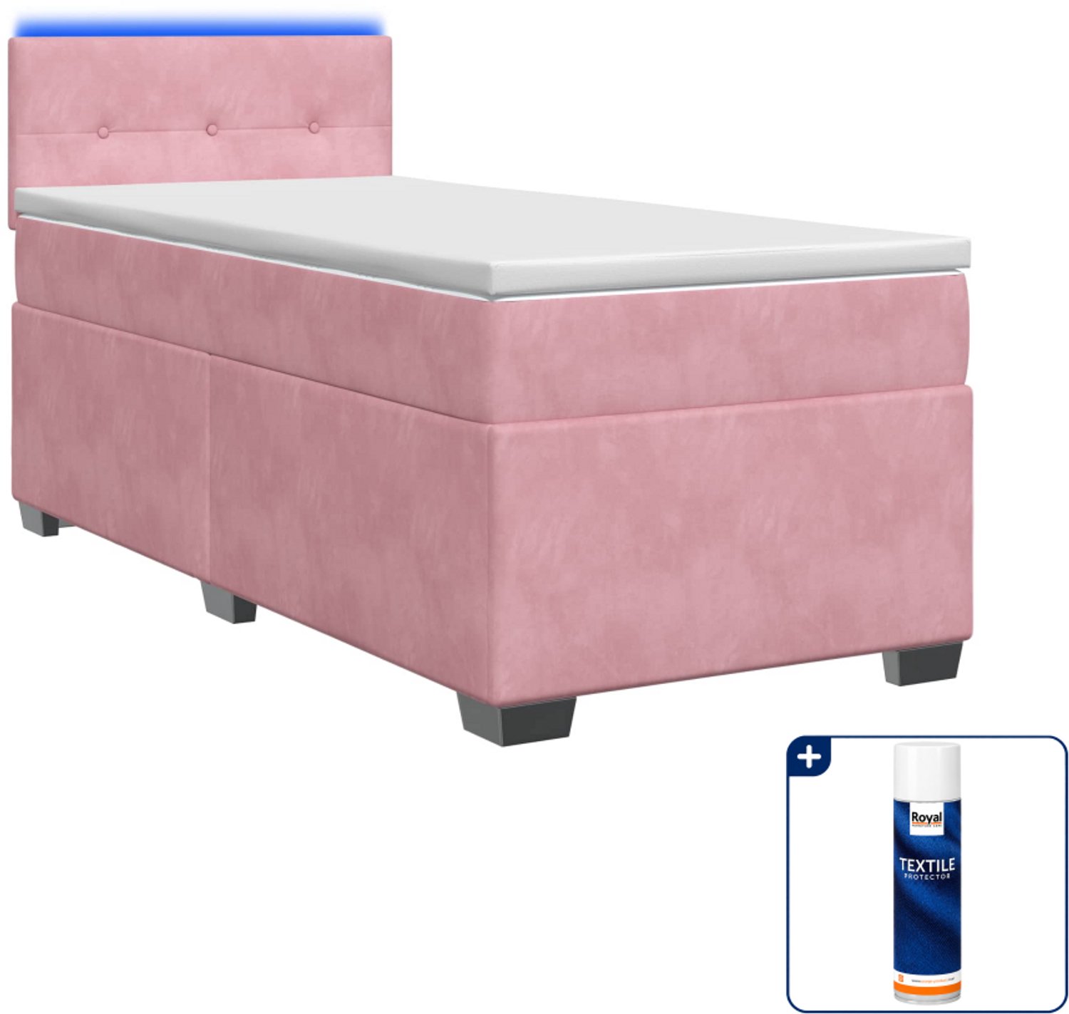 vidaXL boxspring - 90 x 200 cm - fluweel - roze - Inclusief textielbeschermer 500 ml
