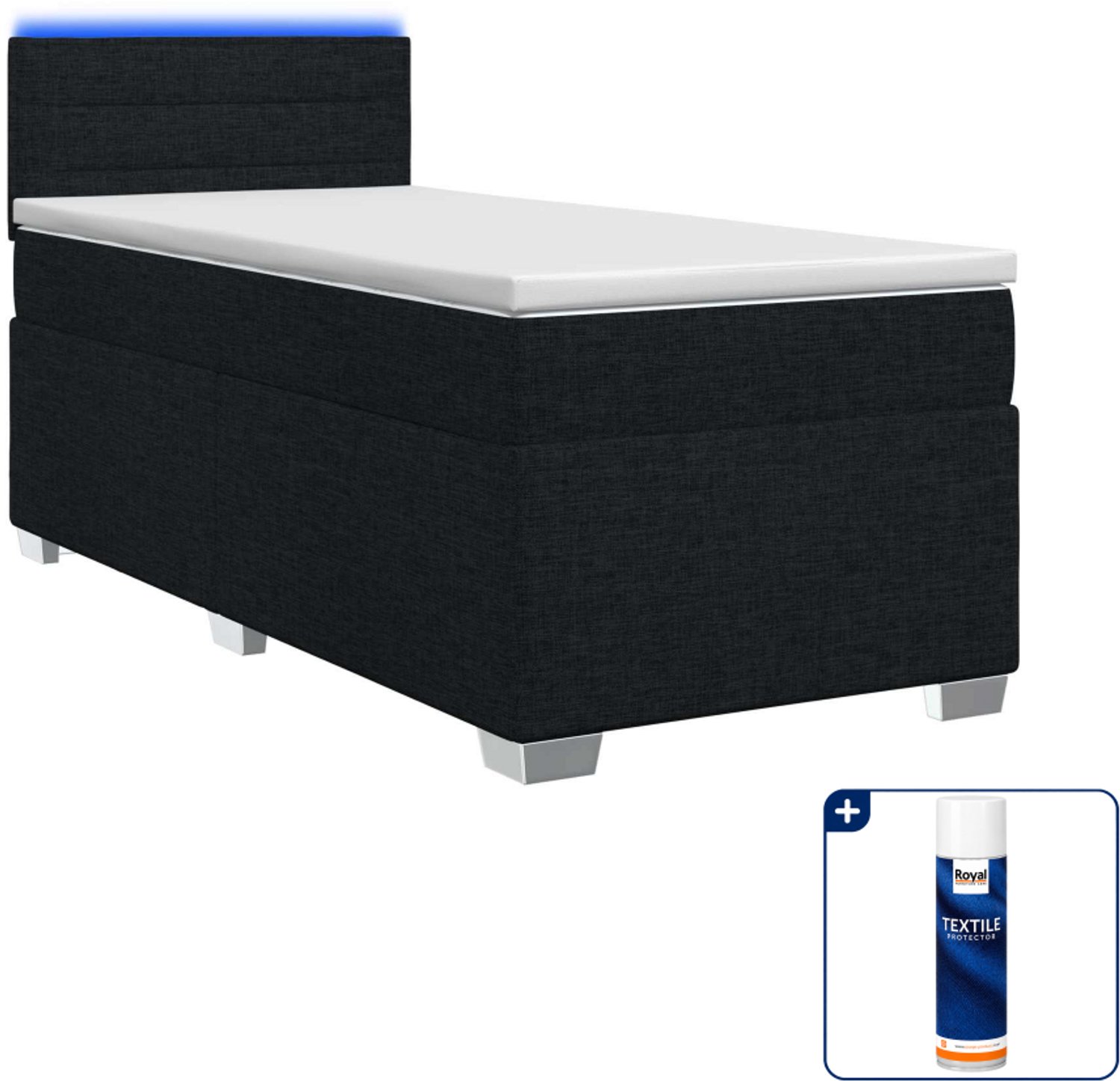 vidaXL boxspring bed 90 x 200 cm - stof - zwart - Inclusief textielbeschermer 500 ml