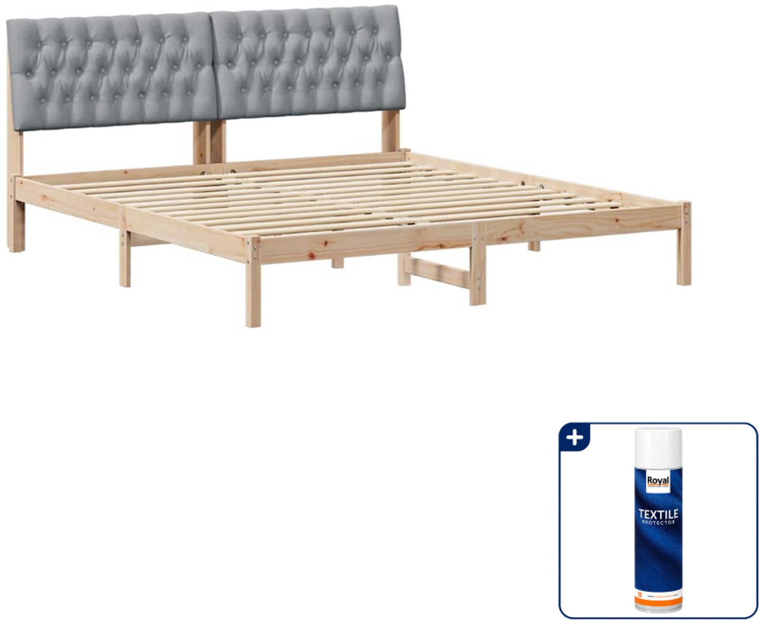 vidaXL Kingsize bedframe - 180 x 200 cm - bruin - Inclusief textielbeschermer 500 ml