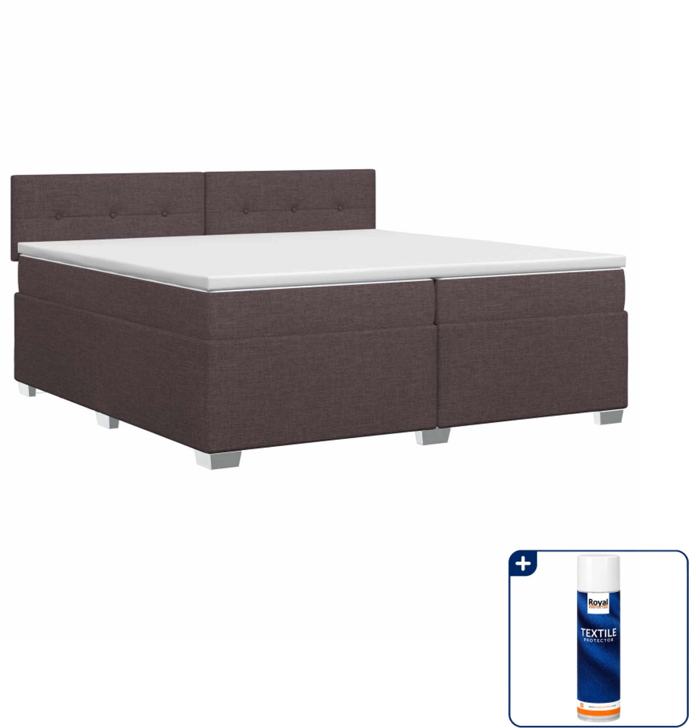 vidaXL boxspringbed - 200 x 200 cm - stof - donkerbruin - Inclusief textielbeschermer 500 ml