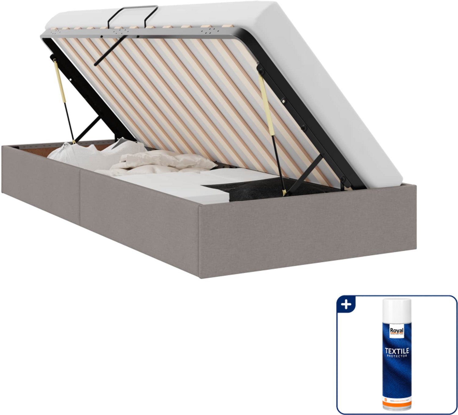 vidaXL ottoman bedframe - 100 x 200 cm - stof - taupe - Inclusief textielbeschermer 500 ml