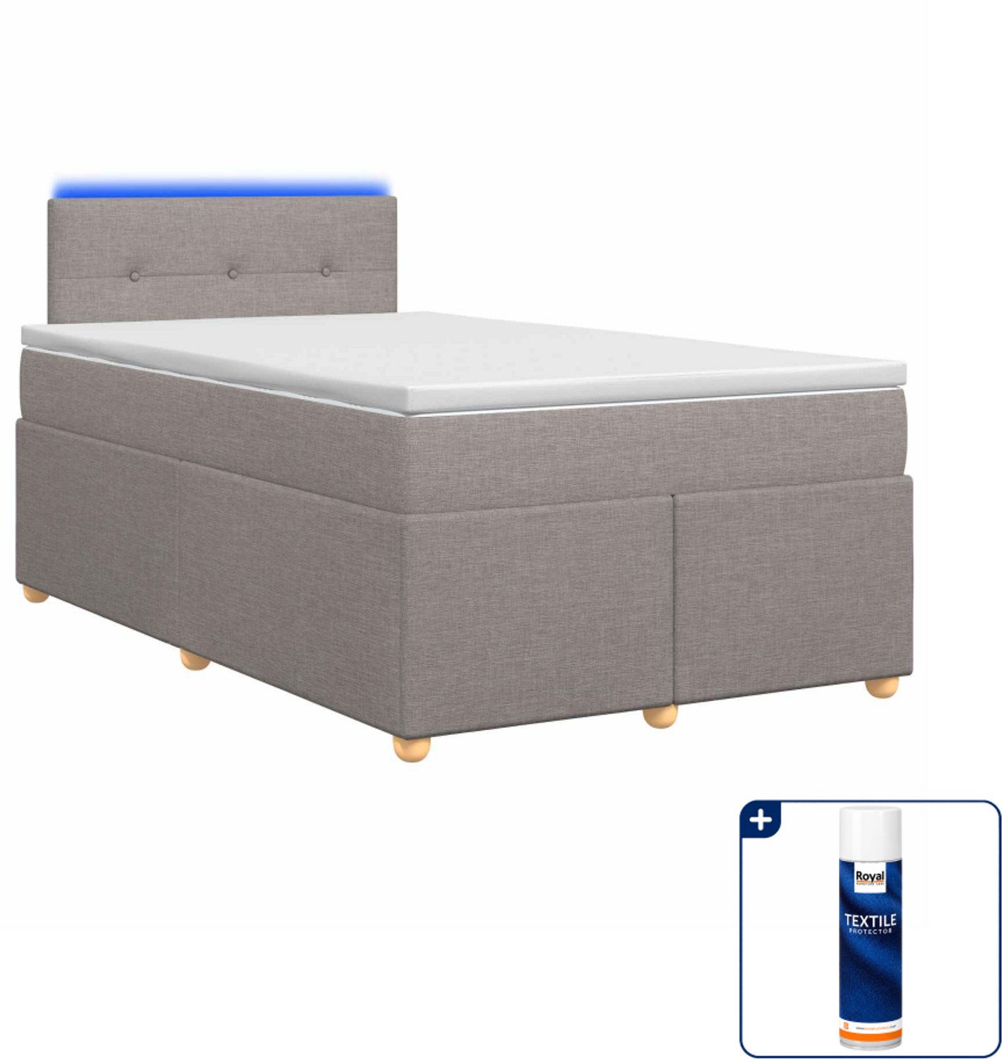 vidaXL boxspringbed met matras - 120 x 200 cm - taupe - Inclusief textielbeschermer 500 ml