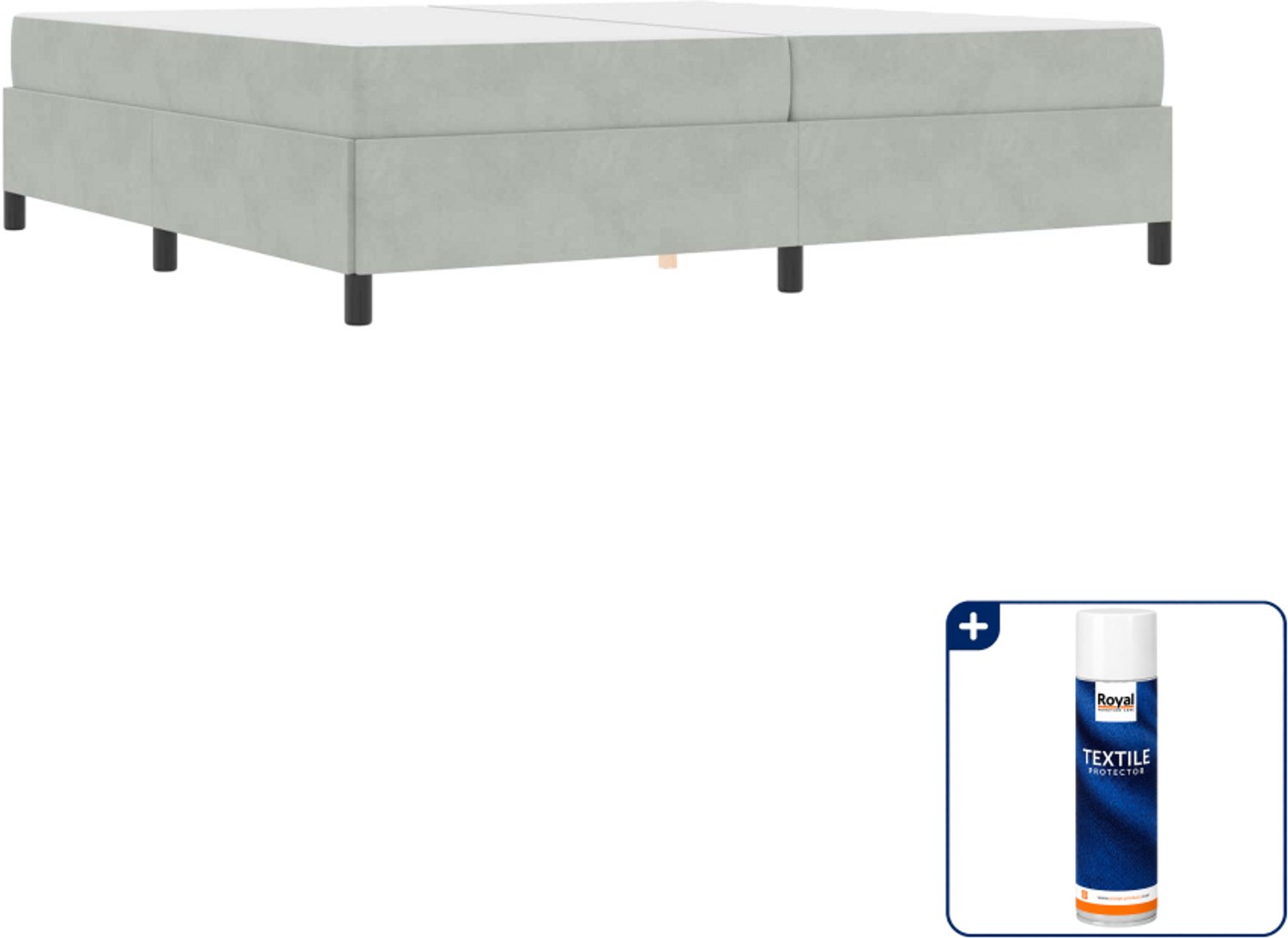 vidaXL bed met matras - 200 x 200 cm - bewerkt hout - lichtgrijs - Inclusief textielbeschermer 500 ml