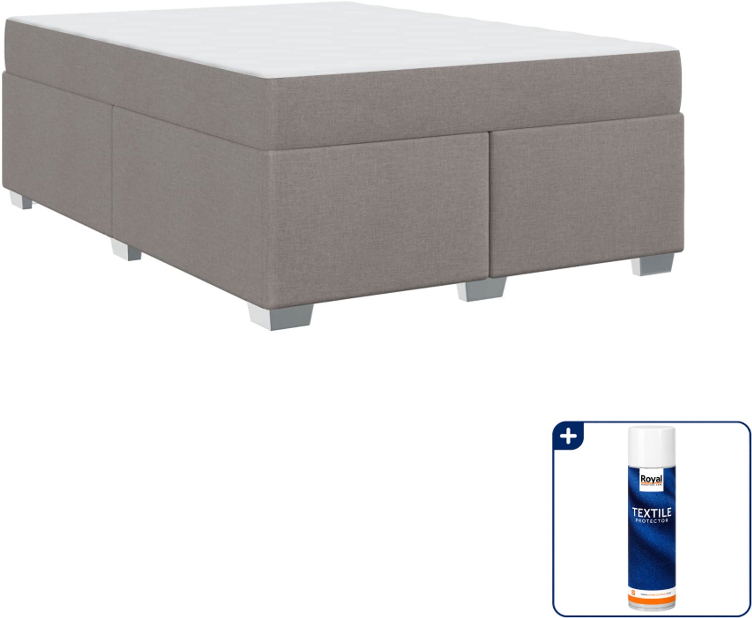 vidaXL Bed met matras - Small double - 140 x 200 cm - taupe - Inclusief textielbeschermer 500 ml Zwart