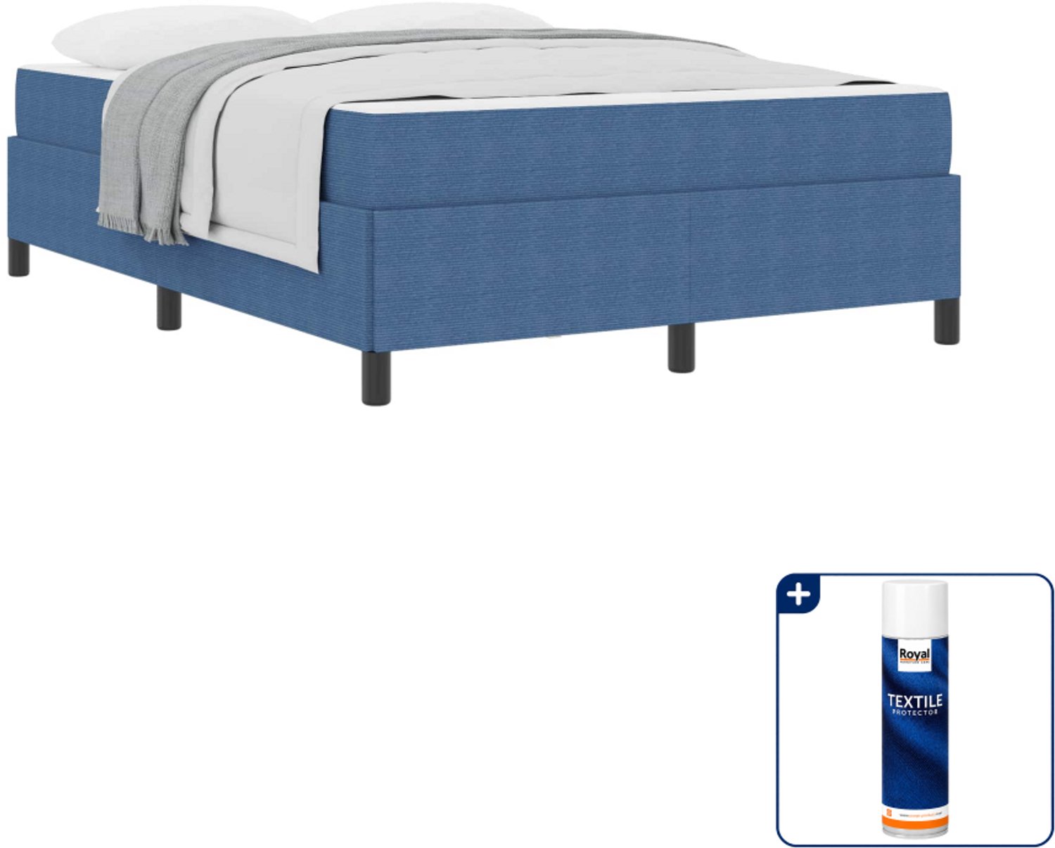 vidaXL Bed met matras - Small double - 140 x 200 cm - blauw - Inclusief textielbeschermer 500 ml Grijs