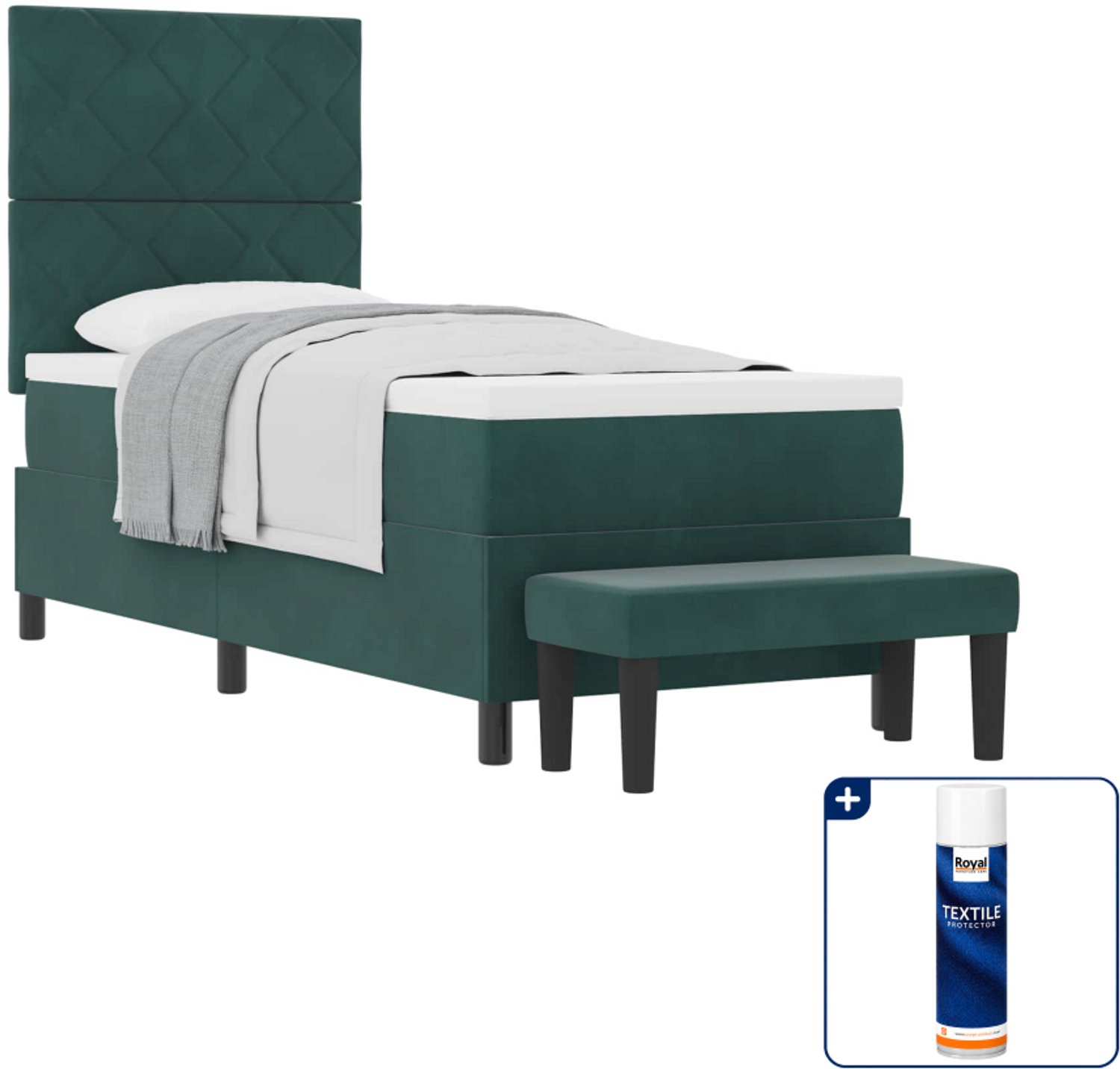 vidaXL boxspring - 80 x 200 cm - fluweel - donkergroen - Inclusief textielbeschermer 500 ml
