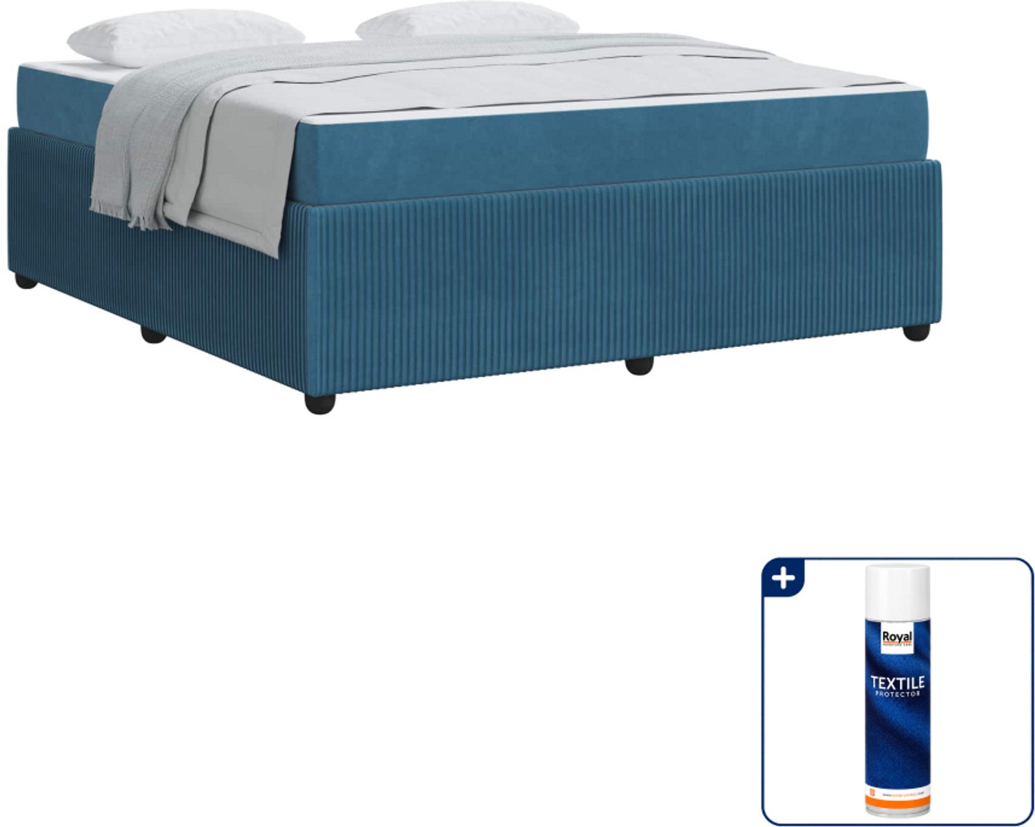 vidaXL Bedframe - Kingsize - 180 x 200 cm - blauw - Inclusief textielbeschermer 500 ml