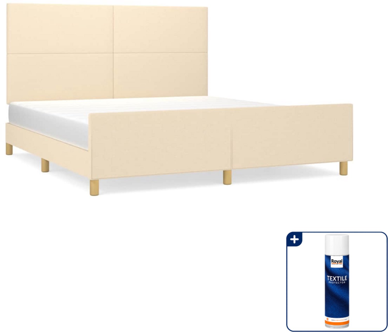 vidaXL bedframe Queensize - 160 x 200 cm - stof - crème - Inclusief textielbeschermer 500 ml Roze