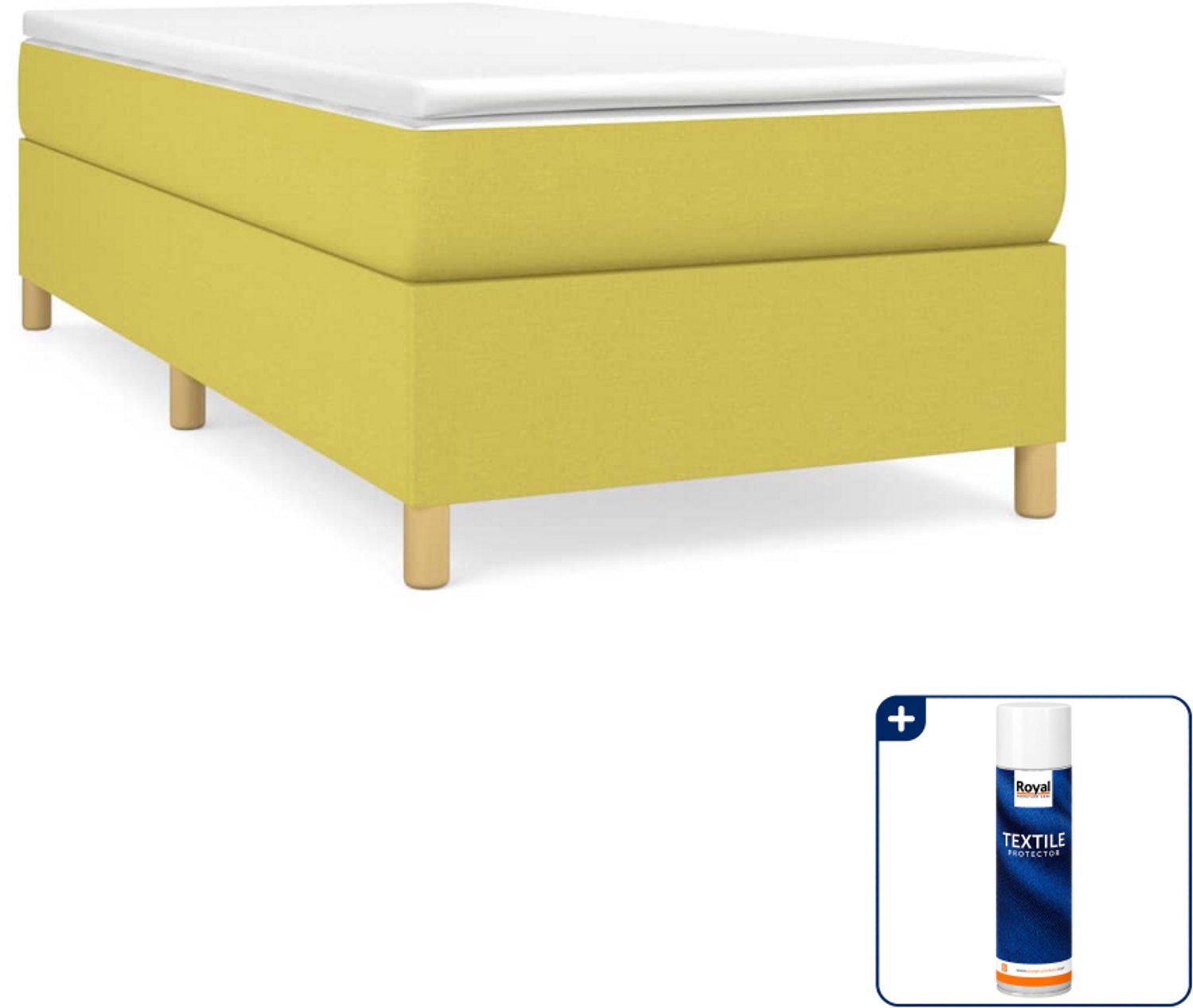 vidaXL boxspring bed - 80 x 200 cm - groen - Inclusief textielbeschermer 500 ml Bruin
