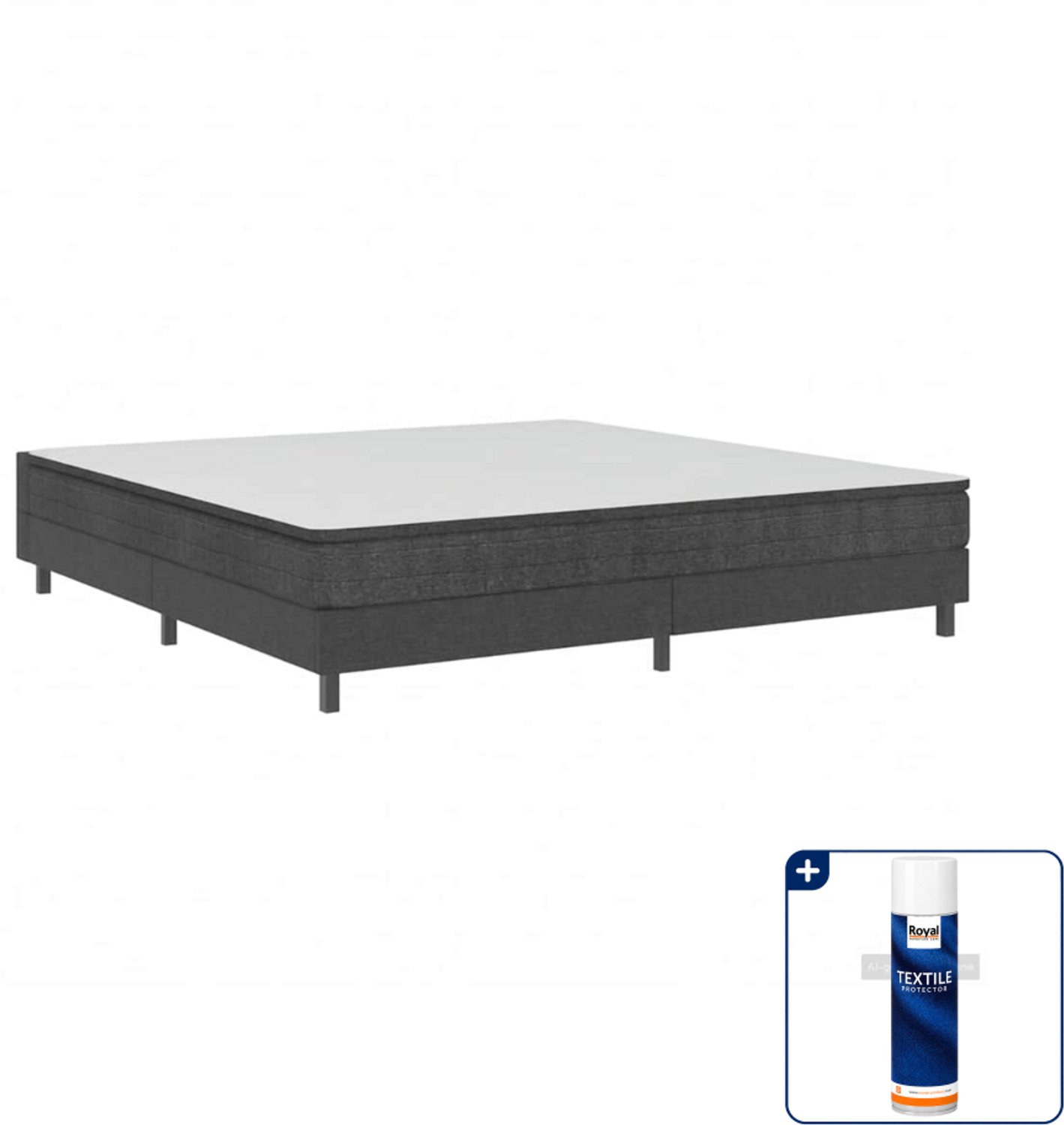 vidaXL boxspringframe Kingsize - 180 x 200 cm - grijs - Inclusief textielbeschermer 500 ml