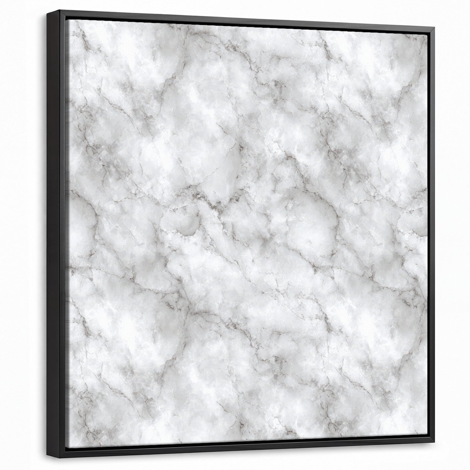 Canvas Schilderij met Baklijst 50x50cm - Grijs - Marmer - Klassiek - Aders - Muurdecoratie woonkamer - Slaapkamer decoratie - Kamer accessoires - Schilderijen op canvas met lijst
