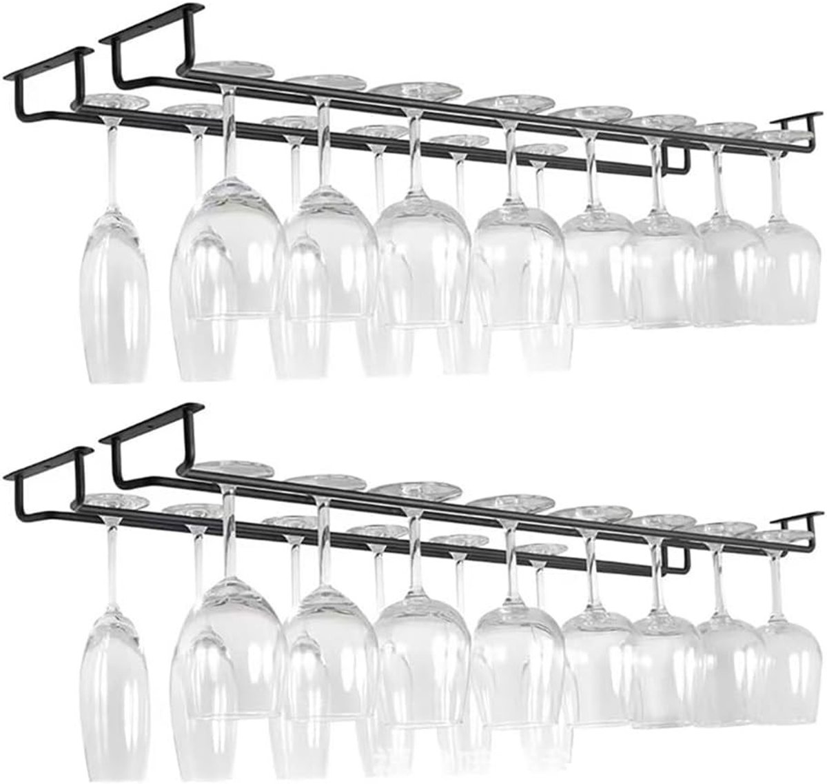 Set van 4 Wandhouders voor Wijnglazen 40 cm met Schroeven voor Thuis, Restaurant en Bar Decoratie