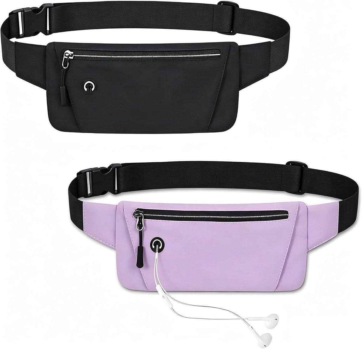 Waterdichte Heuptas voor Dames - 2-Delige Tailleband met Hoofdtelefoonuitgang voor Hardlopen, Joggen en Fitness, Ideaal voor Mobiele Telefoons en Sportaccessoires
