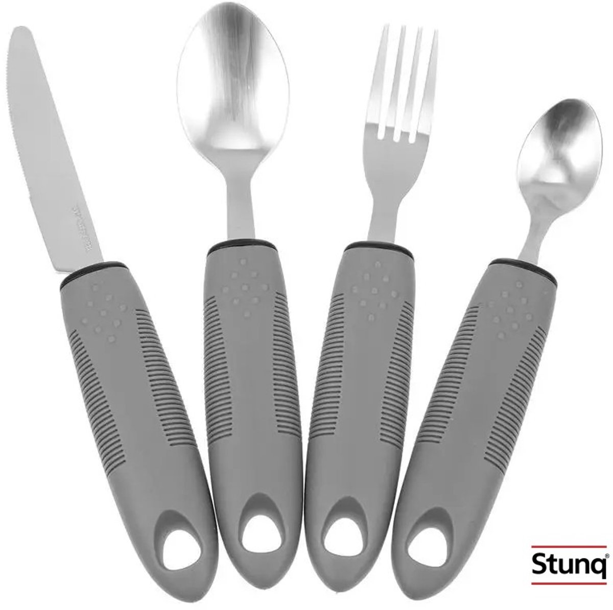 Stunq® Adaptieve bestekset voor ouderen - 4-delige set met antislip handgrepen
