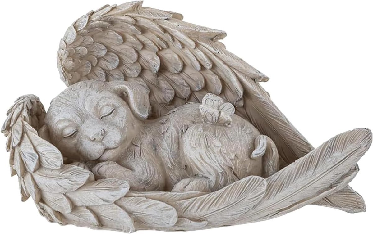 Boeddha beeld tuin - Beige - 11 x 4 x 7,5 cm - Hars en grind herdenkingsbeeld voor huisdieren