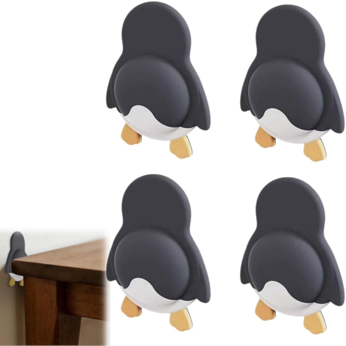 4 stuks – Anti-botsingspad voor deurklinken – Zachte rubberen anti-botsingssticker – Leuke geluidsdempende pad – Beschermer voor deurklinken – Anti-botsingssticker voor tafelhoeken – Zwart – 6*8 cm – voor deuren, kasthoeken en rugleuningen van banken