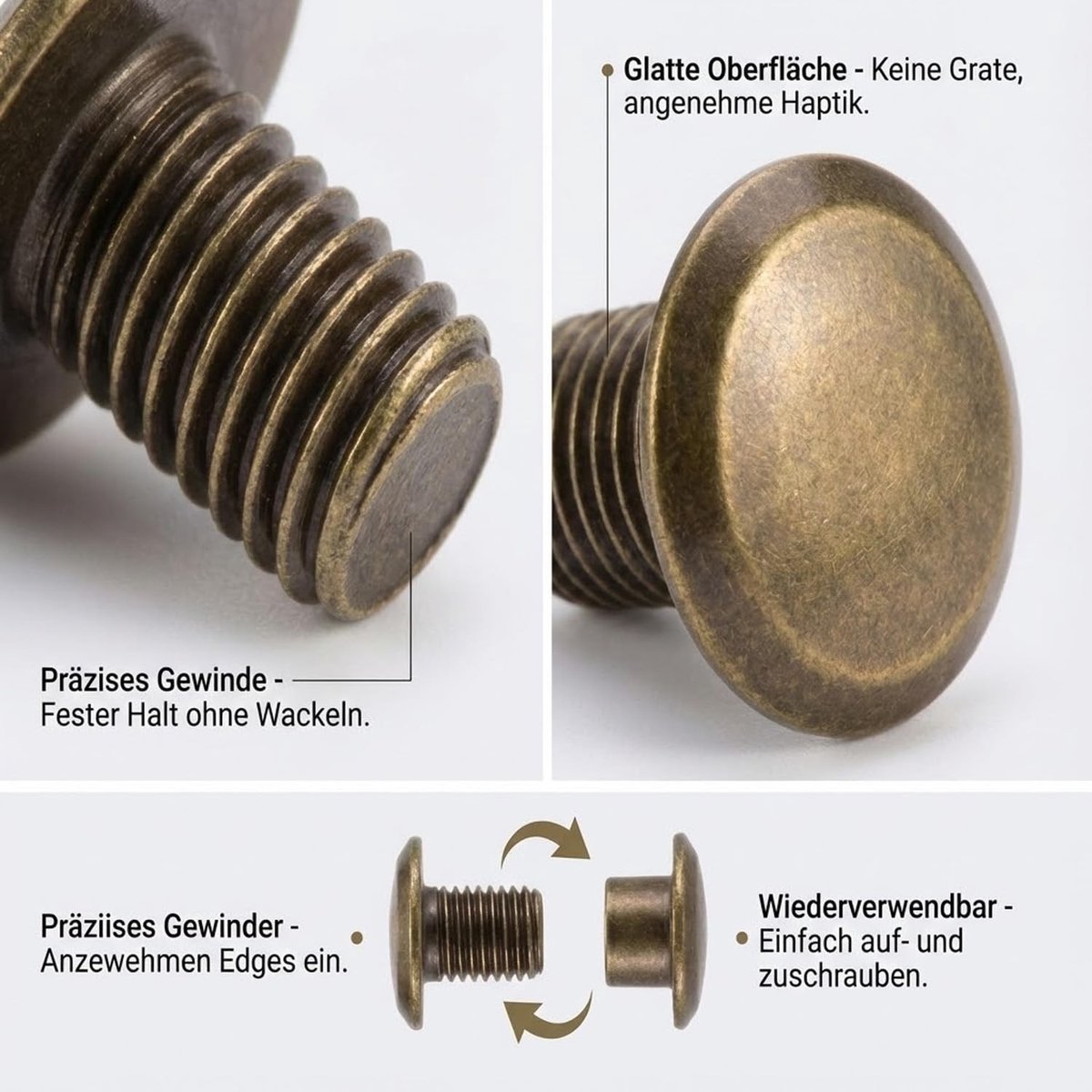 M5 x 5 mm bronzen bookscrews voor stevige bevestiging van meubels en houtverbindingen
